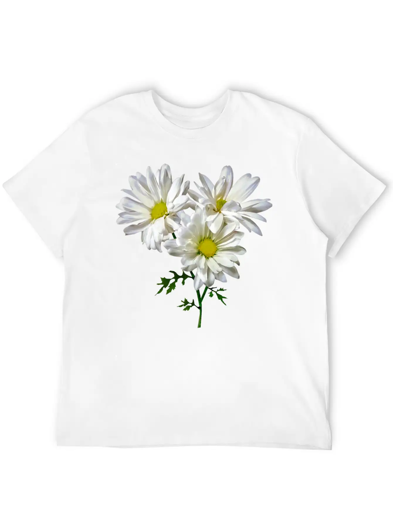 Three White Daisies Unisex Short Sleeve Soft Cotton T-Shirt – Casual Everyday Wear