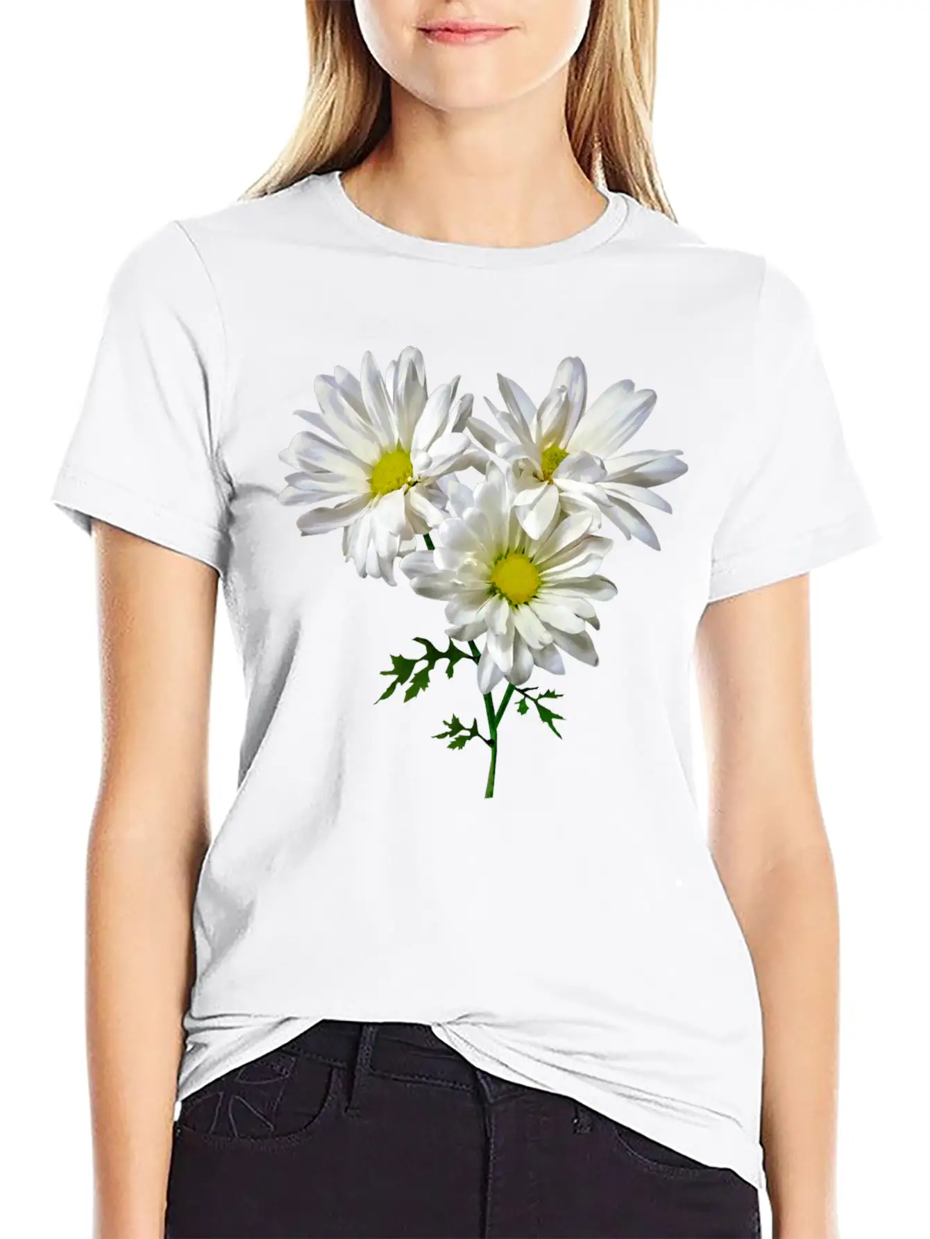 Three White Daisies Unisex Short Sleeve Soft Cotton T-Shirt – Casual Everyday Wear