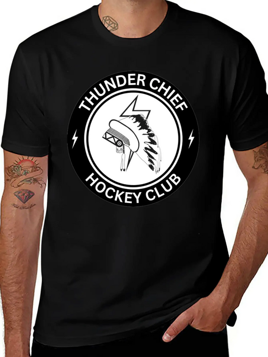 THUNDER CHIEF Hockey Unisex Short Sleeve Soft Cotton T-Shirt – Casual Everyday Wear