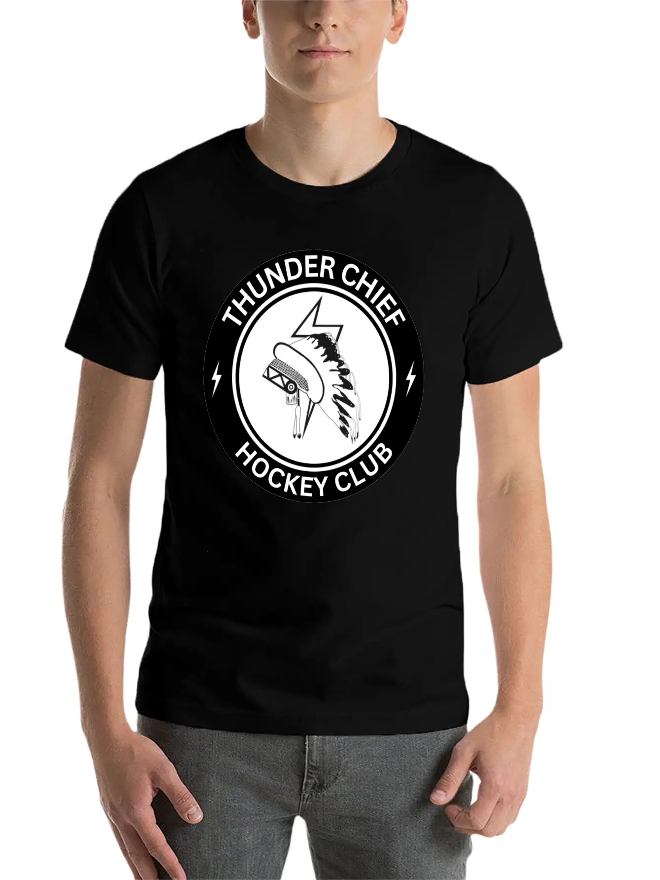 THUNDER CHIEF Hockey Unisex Short Sleeve Soft Cotton T-Shirt – Casual Everyday Wear