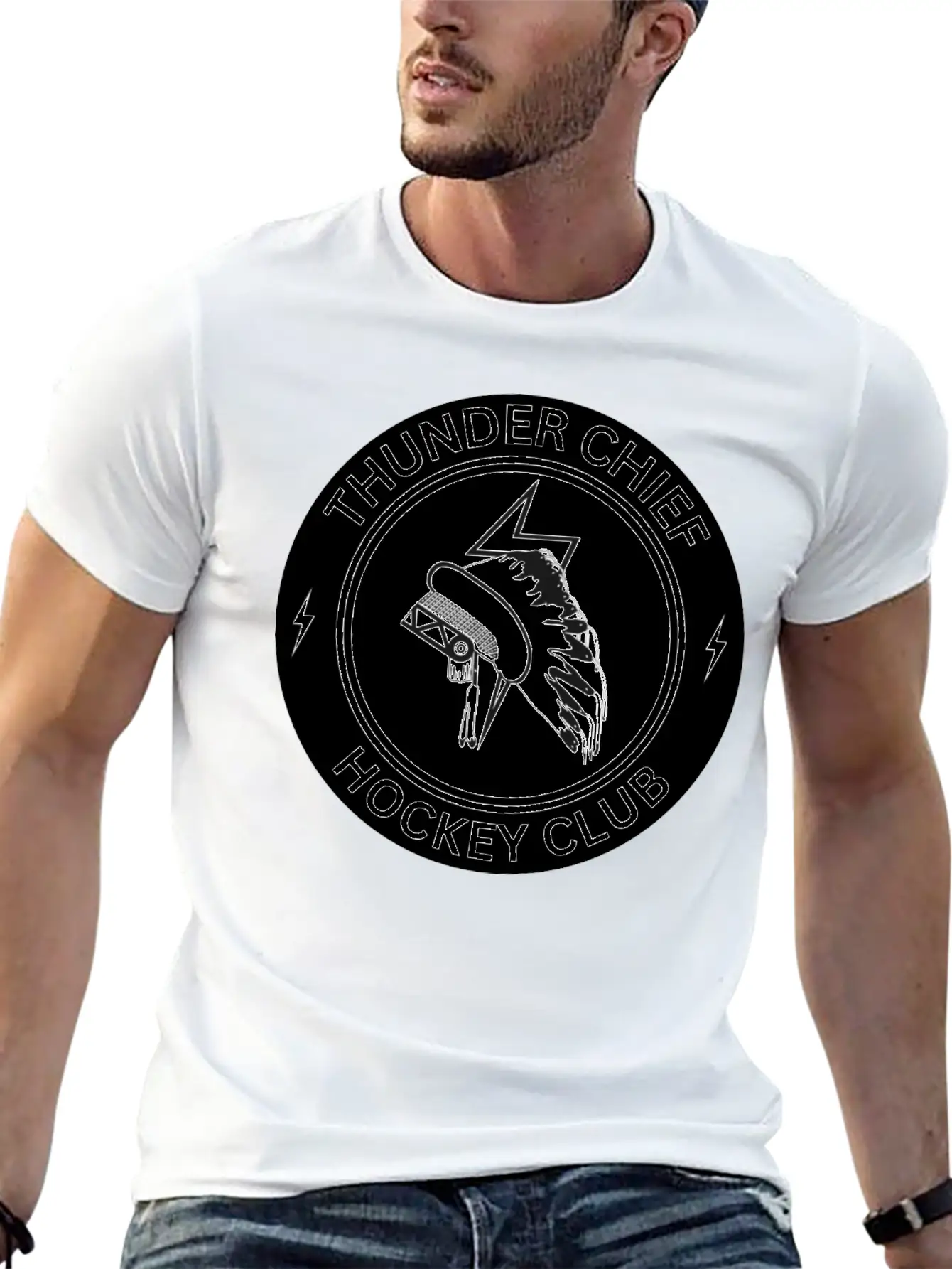 THUNDER CHIEF Hockey Unisex Short Sleeve Soft Cotton T-Shirt – Casual Everyday Wear