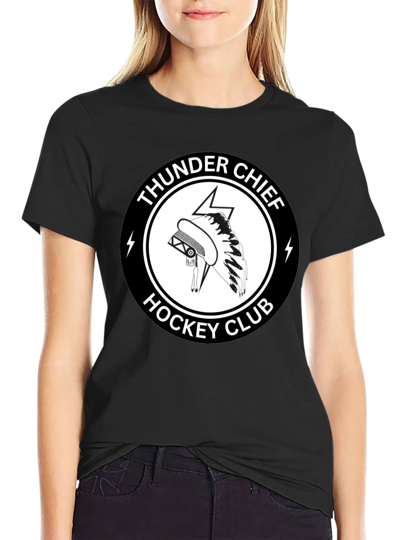 THUNDER CHIEF Hockey Unisex Short Sleeve Soft Cotton T-Shirt – Casual Everyday Wear
