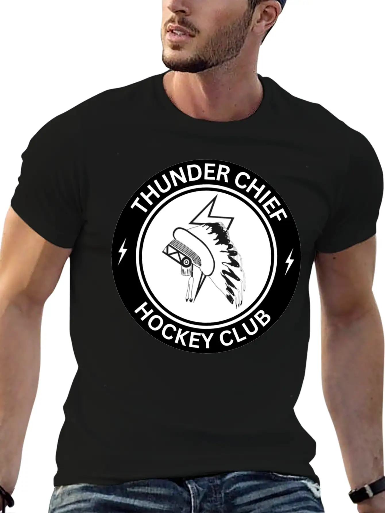THUNDER CHIEF Hockey Unisex Short Sleeve Soft Cotton T-Shirt – Casual Everyday Wear