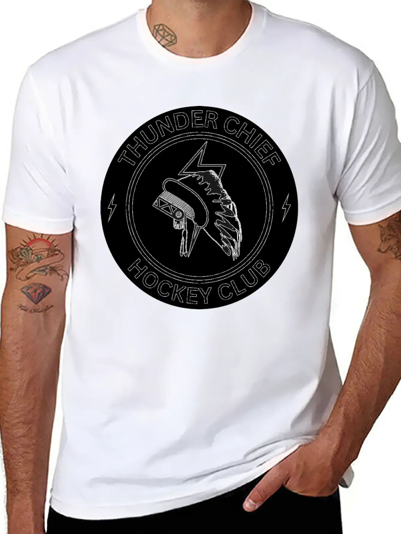THUNDER CHIEF Hockey Unisex Short Sleeve Soft Cotton T-Shirt – Casual Everyday Wear