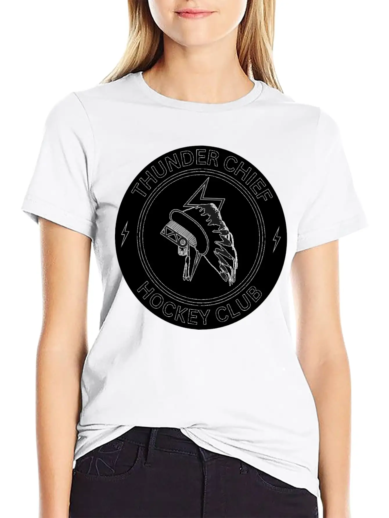 THUNDER CHIEF Hockey Unisex Short Sleeve Soft Cotton T-Shirt – Casual Everyday Wear