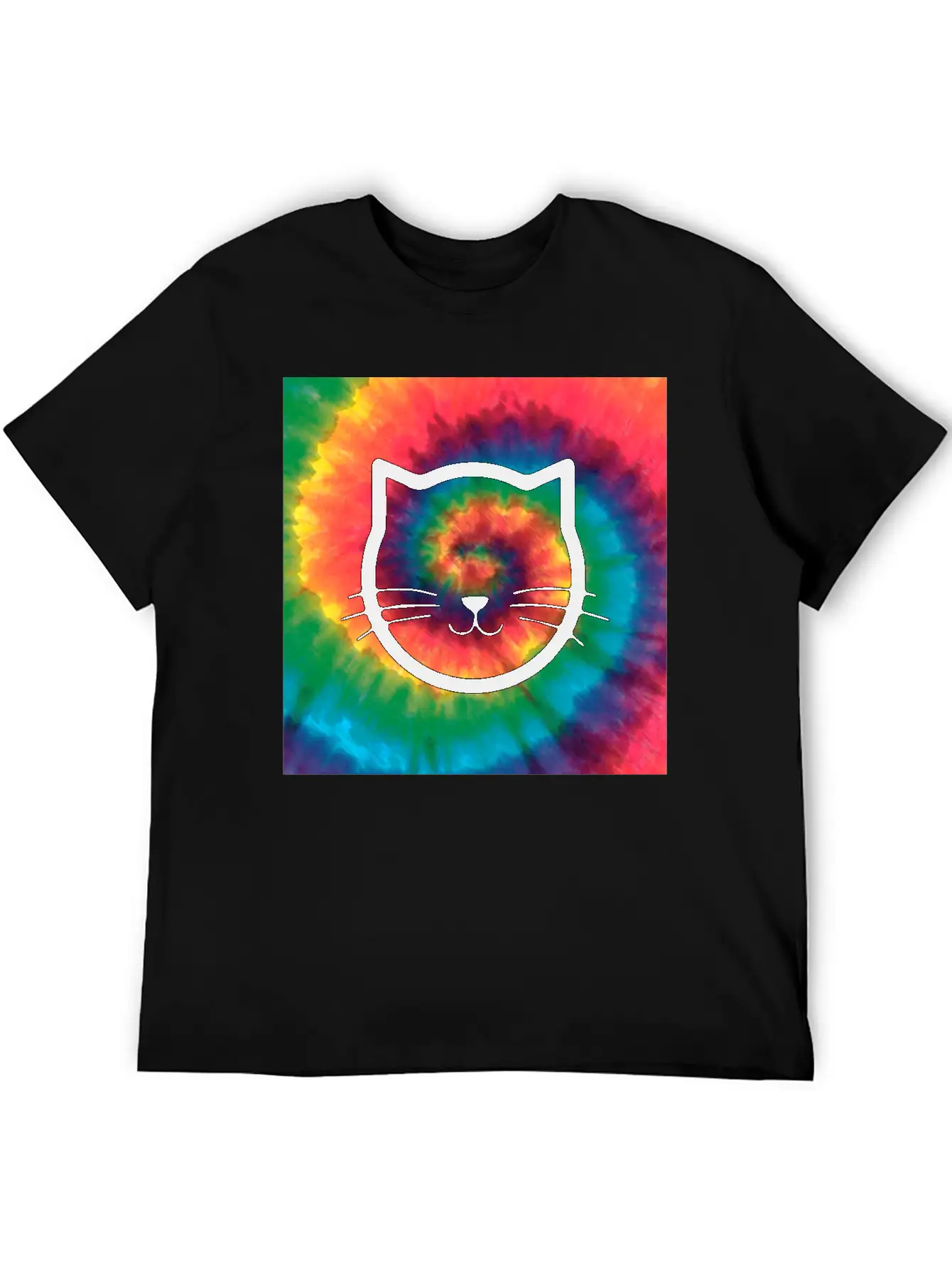 Tie Dye Cat Comfortable Minimalist Graphic Tee – Summer Style Essential