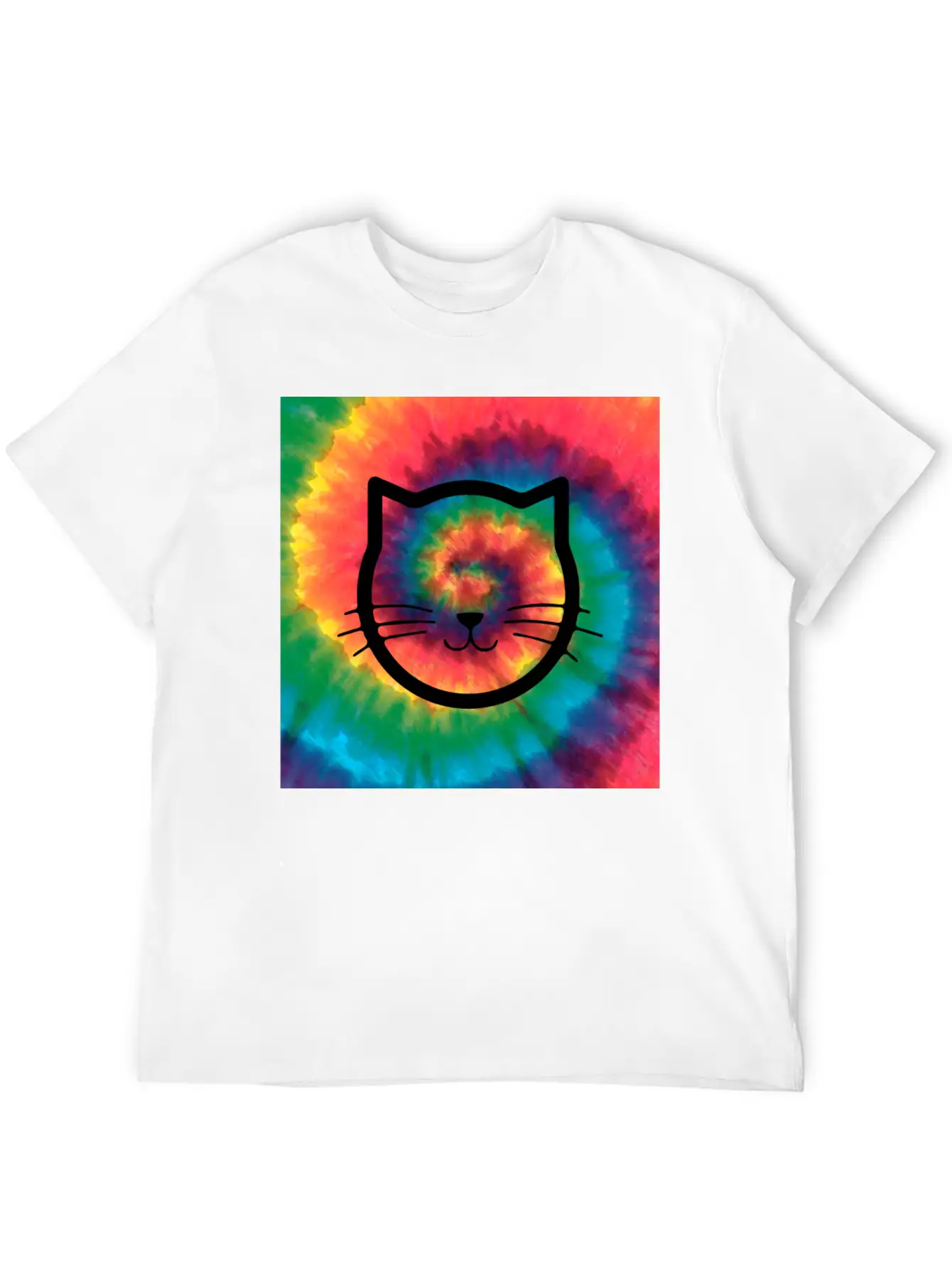 Tie Dye Cat Comfortable Minimalist Graphic Tee – Summer Style Essential