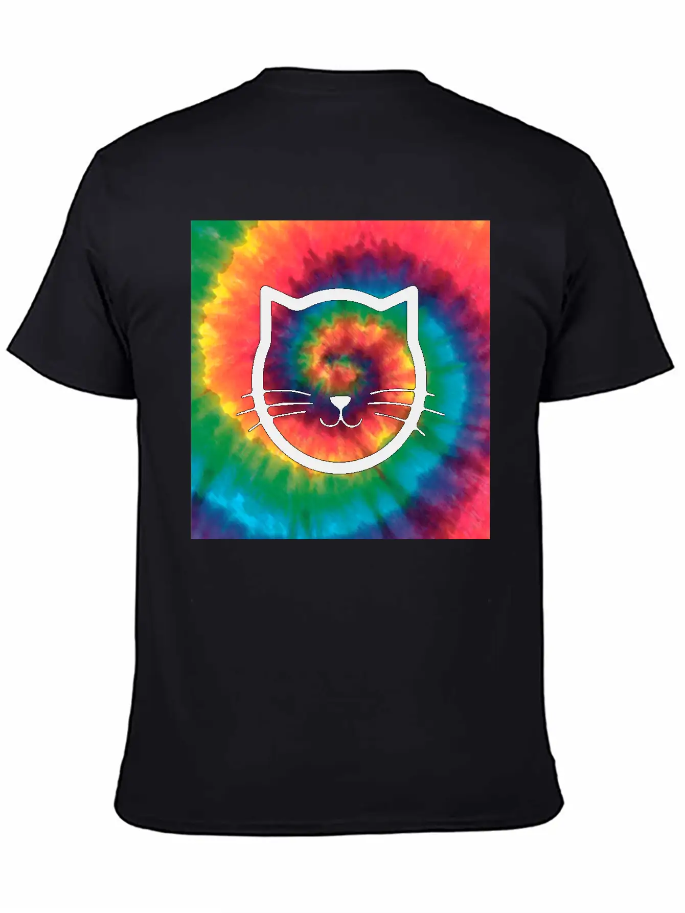 Tie Dye Cat Comfortable Minimalist Graphic Tee – Summer Style Essential