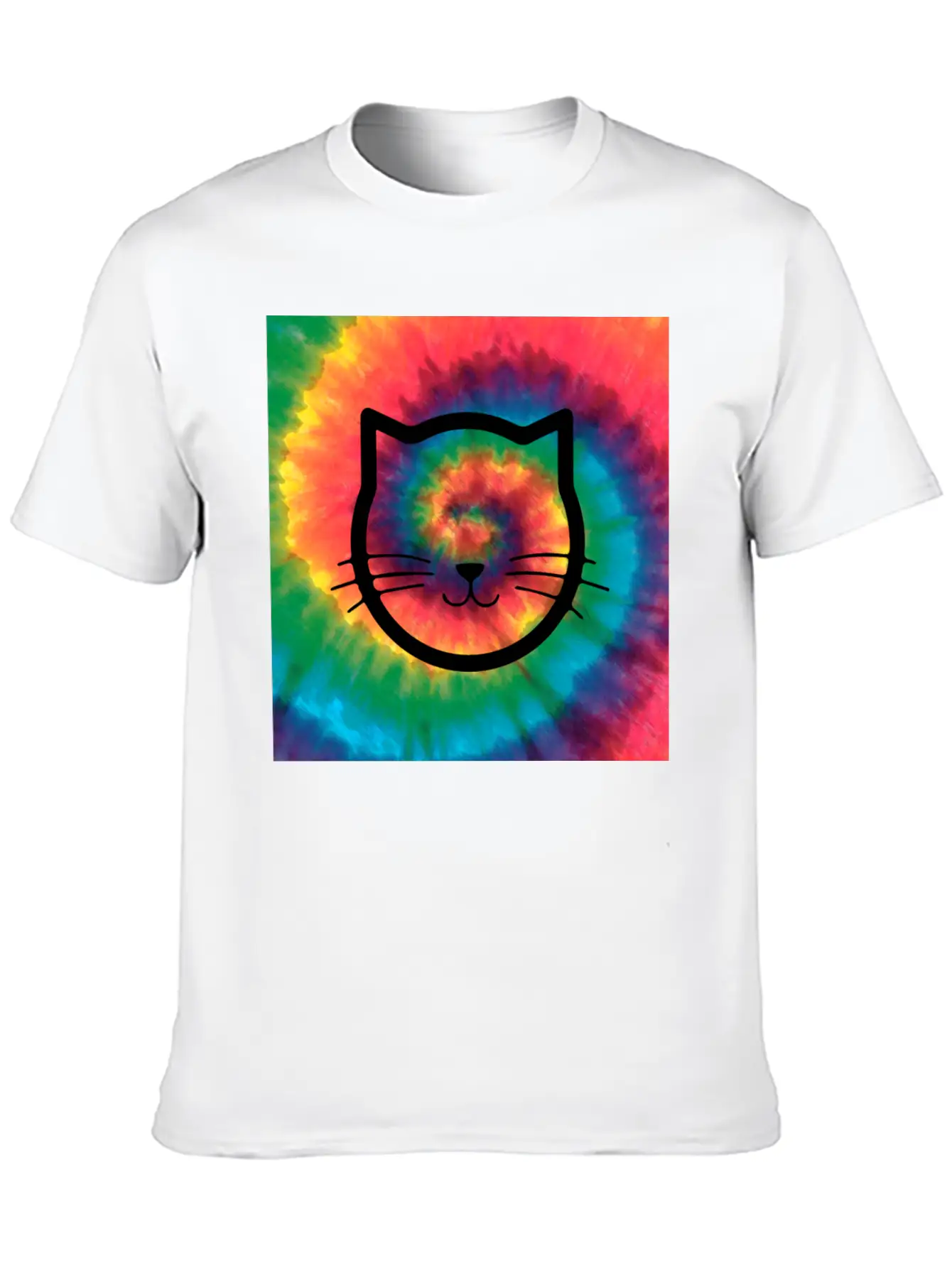 Tie Dye Cat Comfortable Minimalist Graphic Tee – Summer Style Essential
