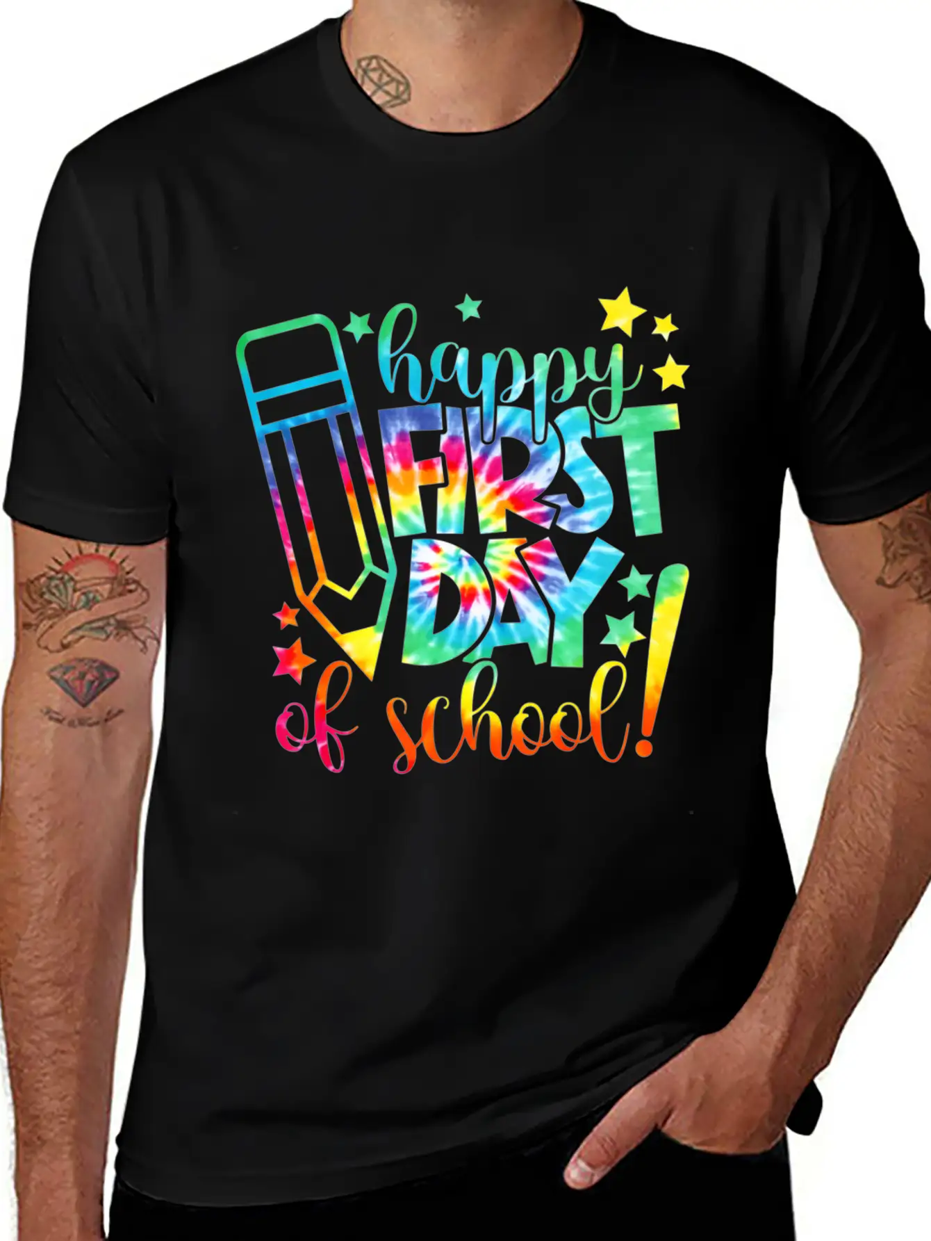 Tie Dye Happy First Day Of School Back To School T Comfortable Minimalist Graphic Tee – Summer Style Essential