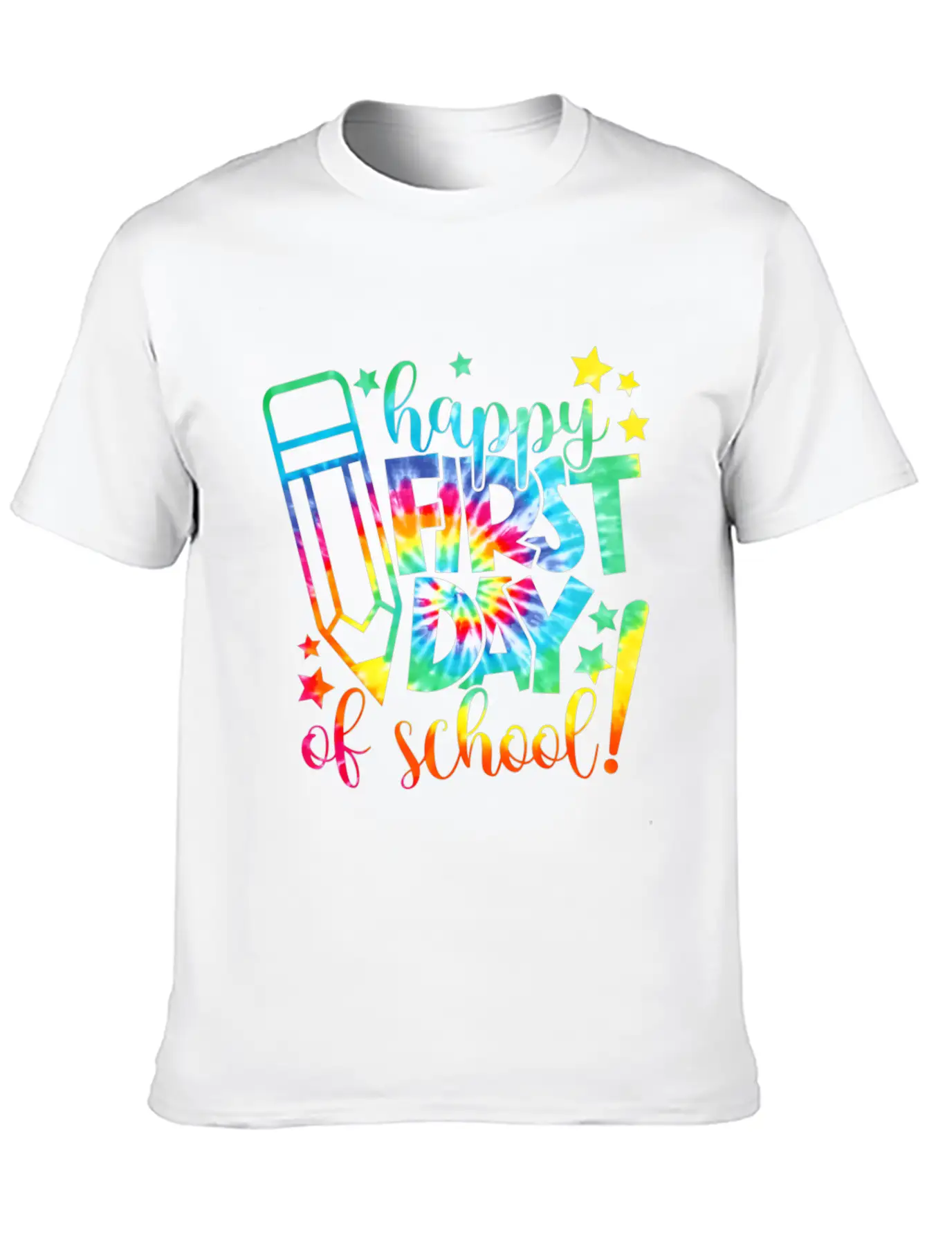 Tie Dye Happy First Day Of School Back To School T Comfortable Minimalist Graphic Tee – Summer Style Essential