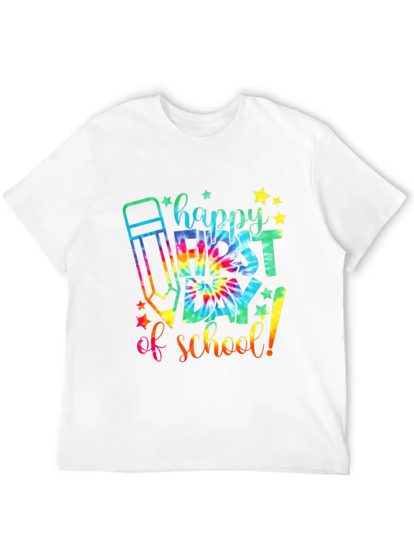 Tie Dye Happy First Day Of School Back To School T Comfortable Minimalist Graphic Tee – Summer Style Essential
