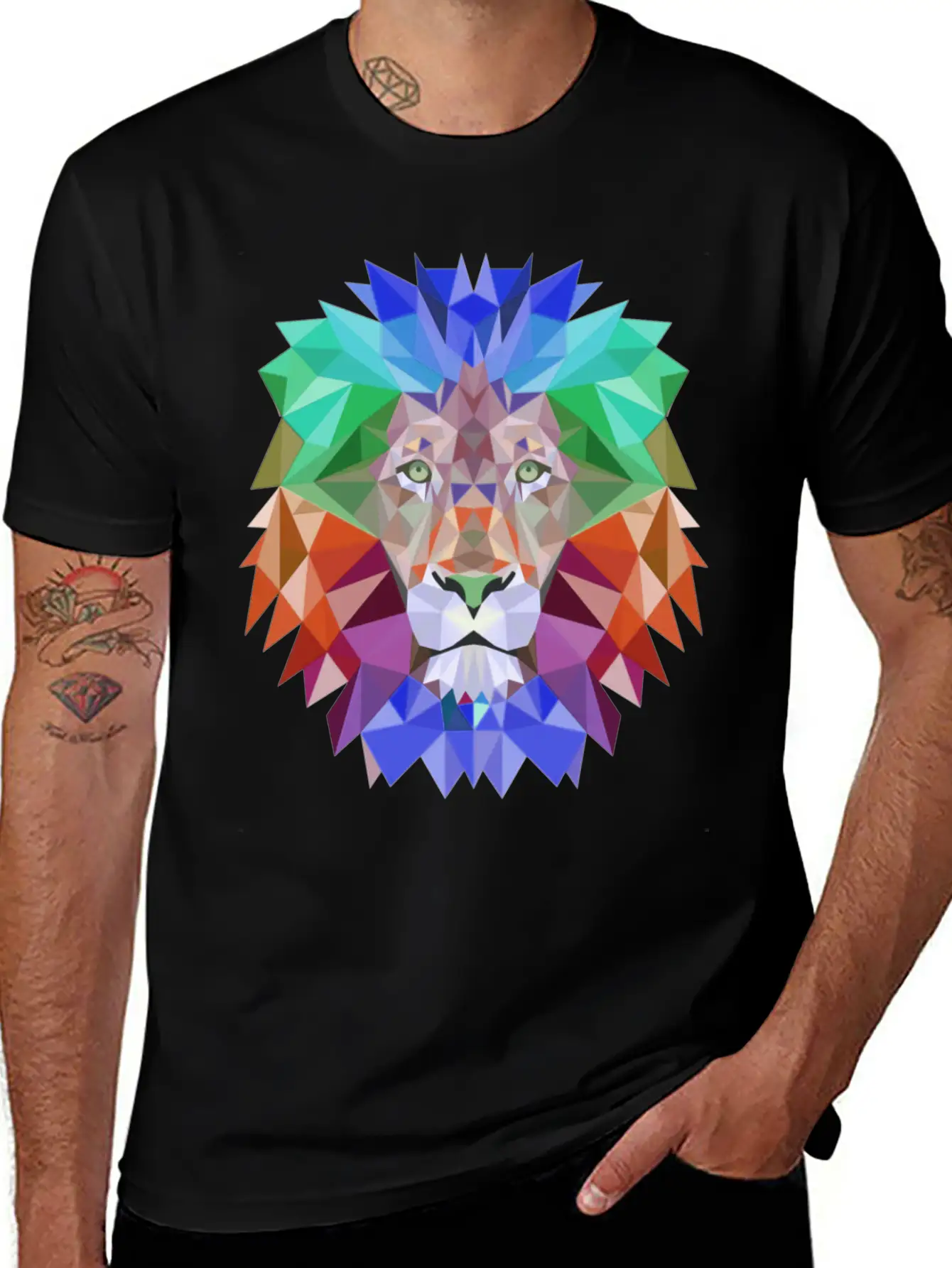 Tie Dye Lion Face Stylish Everyday T-Shirt – Unisex Basic Cotton Tee
