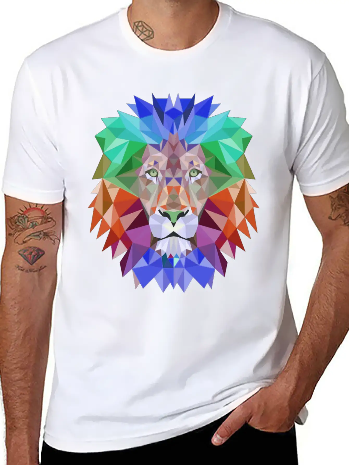 Tie Dye Lion Face Stylish Everyday T-Shirt – Unisex Basic Cotton Tee