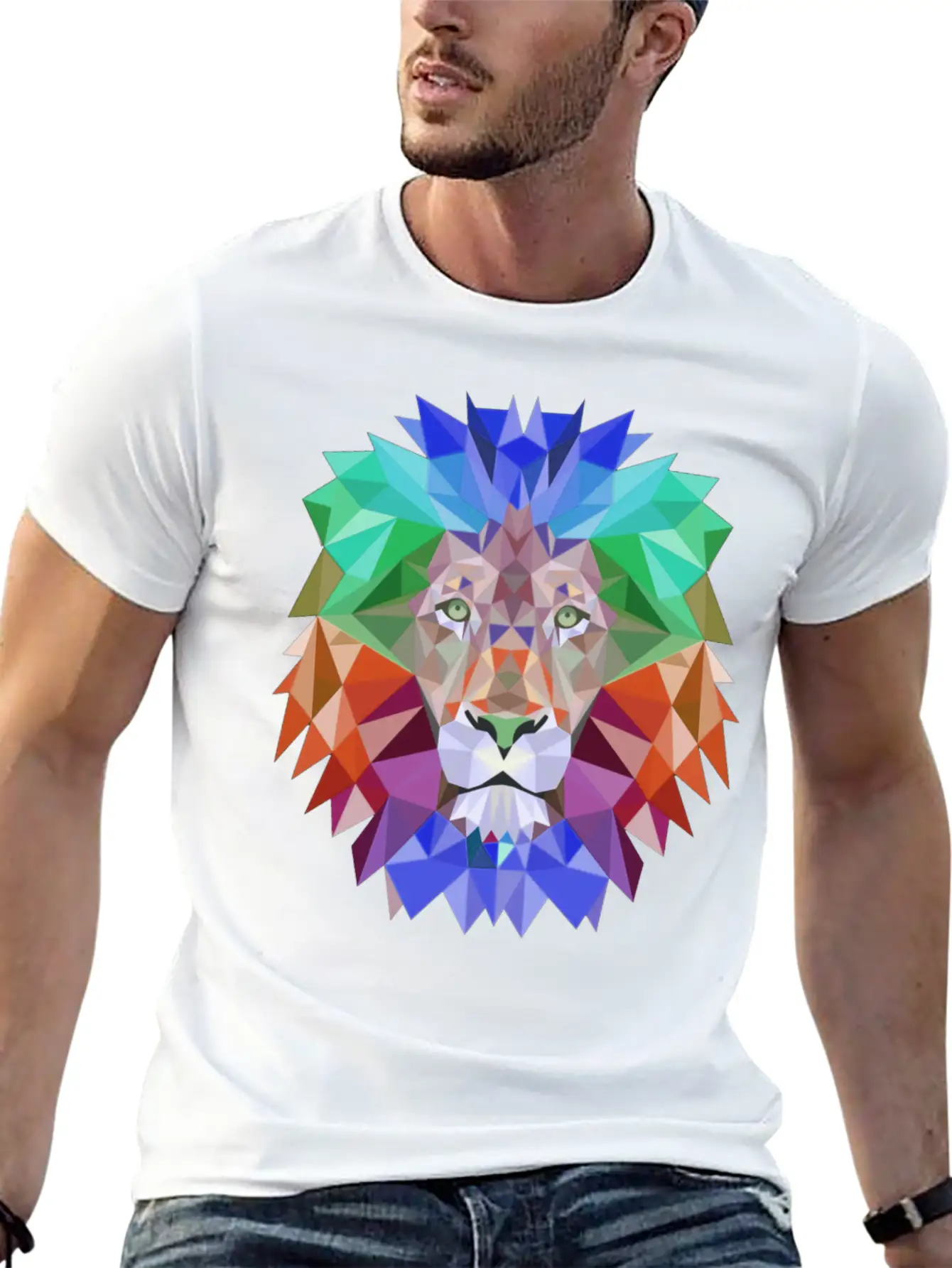 Tie Dye Lion Face Stylish Everyday T-Shirt – Unisex Basic Cotton Tee