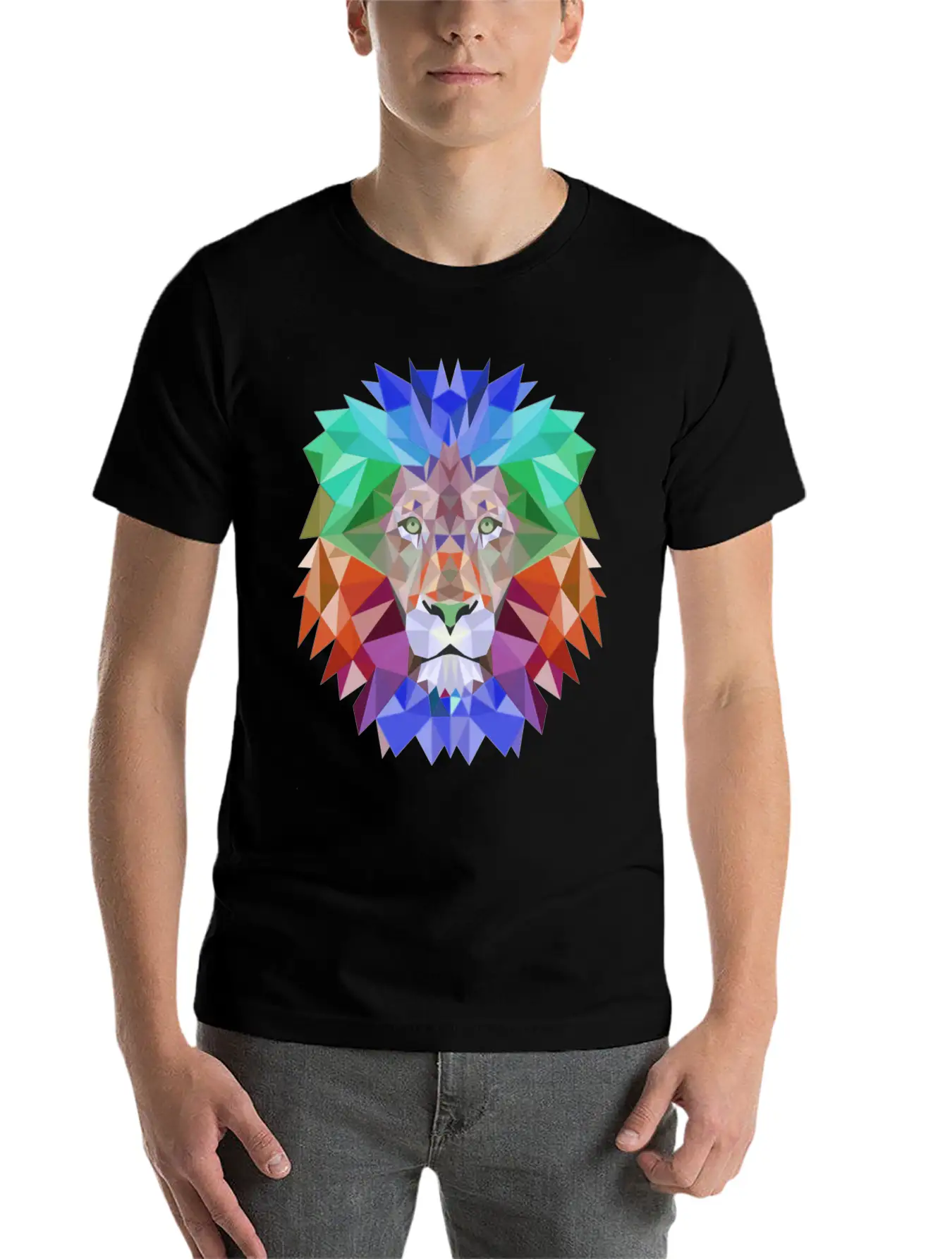Tie Dye Lion Face Stylish Everyday T-Shirt – Unisex Basic Cotton Tee