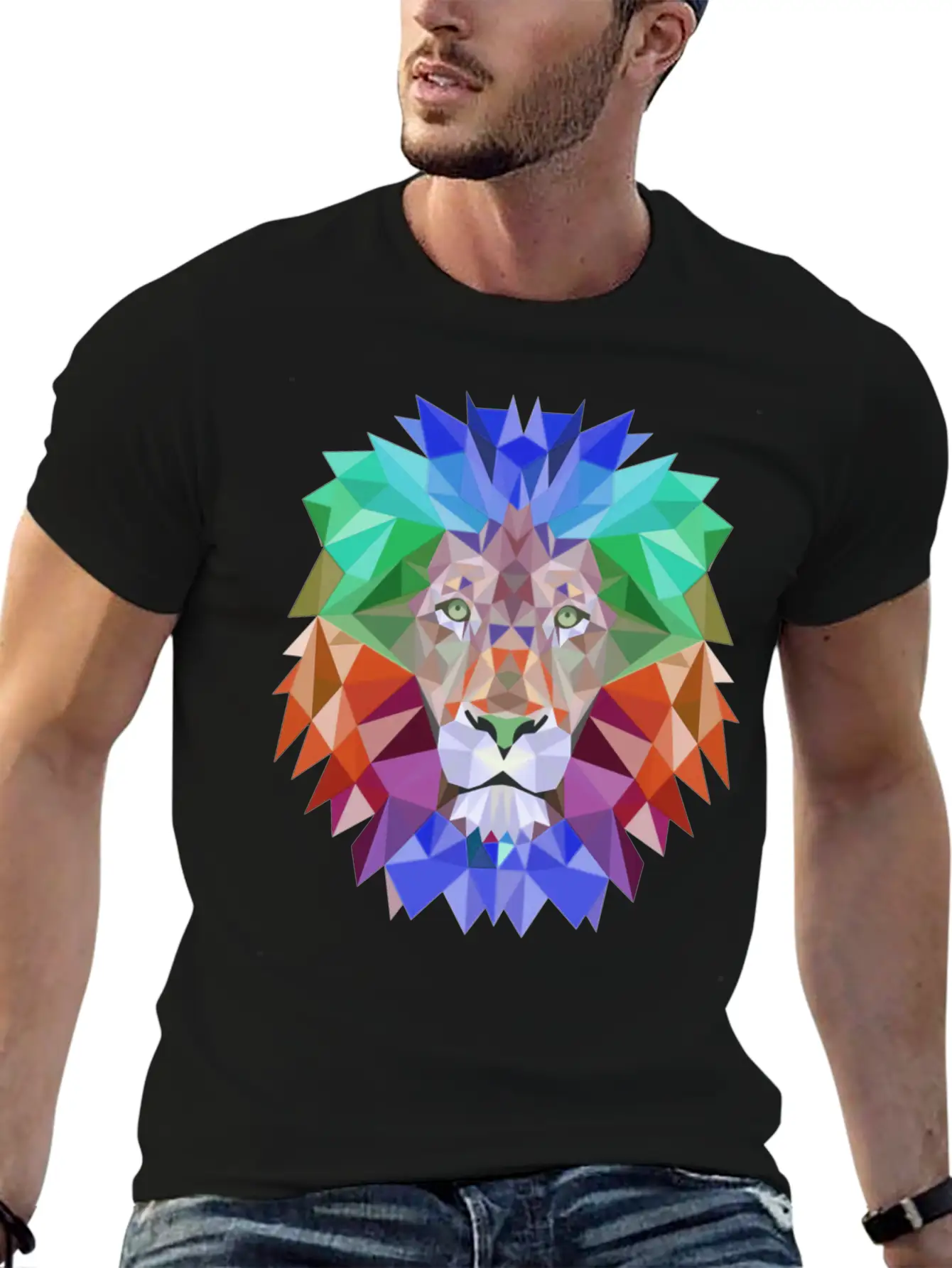 Tie Dye Lion Face Stylish Everyday T-Shirt – Unisex Basic Cotton Tee