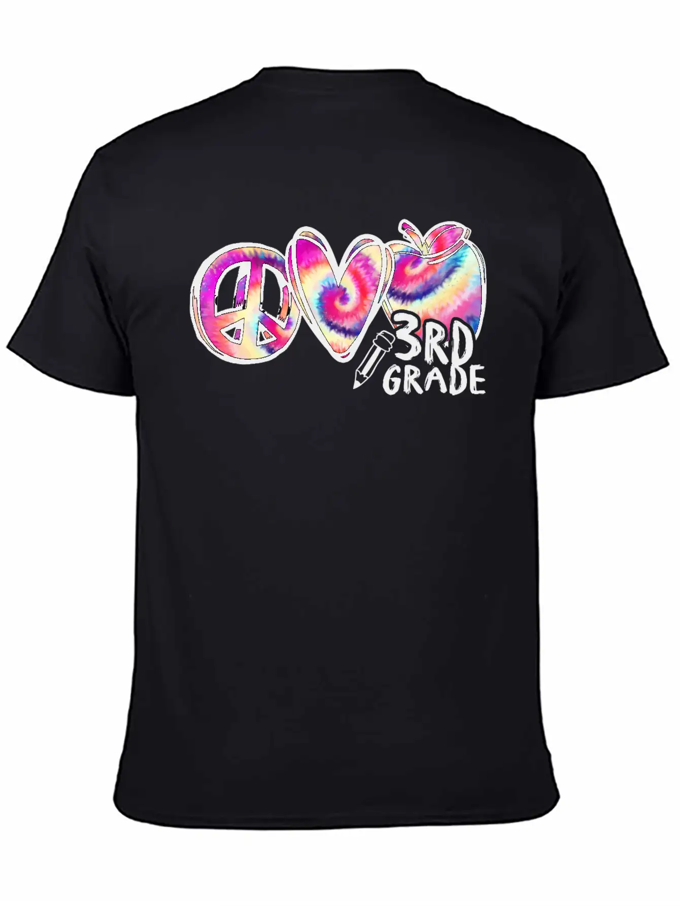 Tie Dye Peace Love 3rd Grade First Day Of School Stylish Everyday T-Shirt – Unisex Basic Cotton Tee