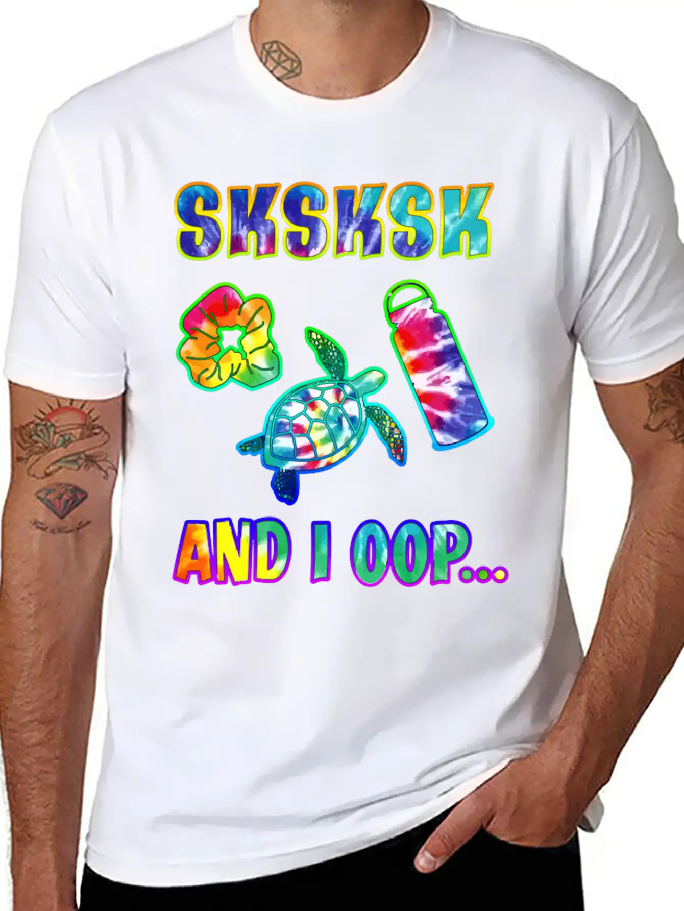 Tie Dye Sksksk And I Oop Save The Turtles Gift Vis Unisex Short Sleeve Soft Cotton T-Shirt – Casual Everyday Wear
