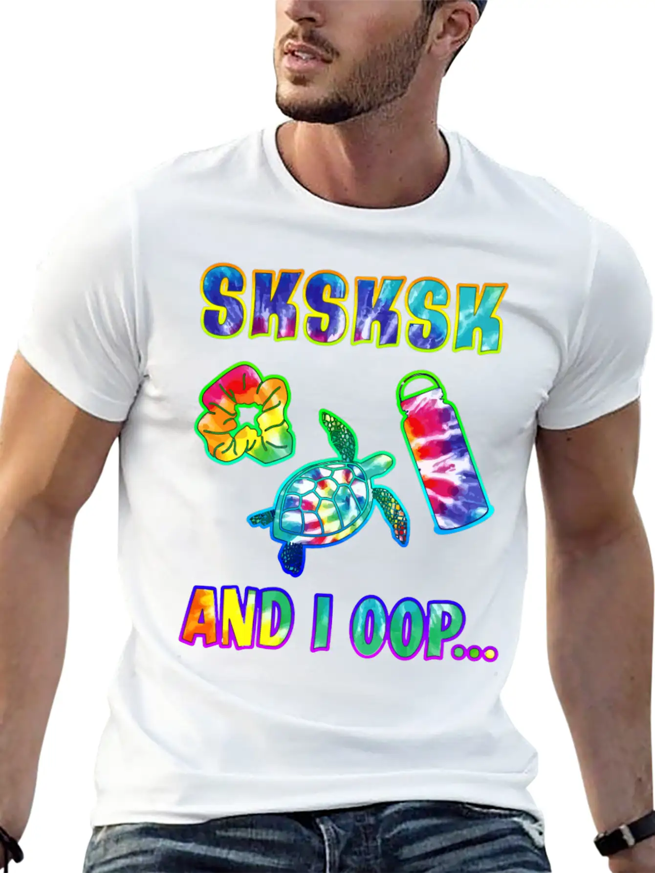 Tie Dye Sksksk And I Oop Save The Turtles Gift Vis Unisex Short Sleeve Soft Cotton T-Shirt – Casual Everyday Wear