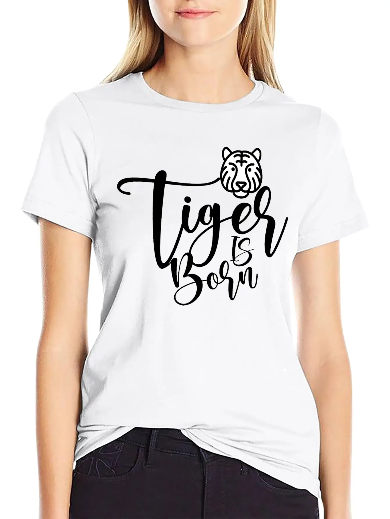 Tiger Illustration With Quote Says A Tiger Is BORN Comfortable Minimalist Graphic Tee – Summer Style Essential
