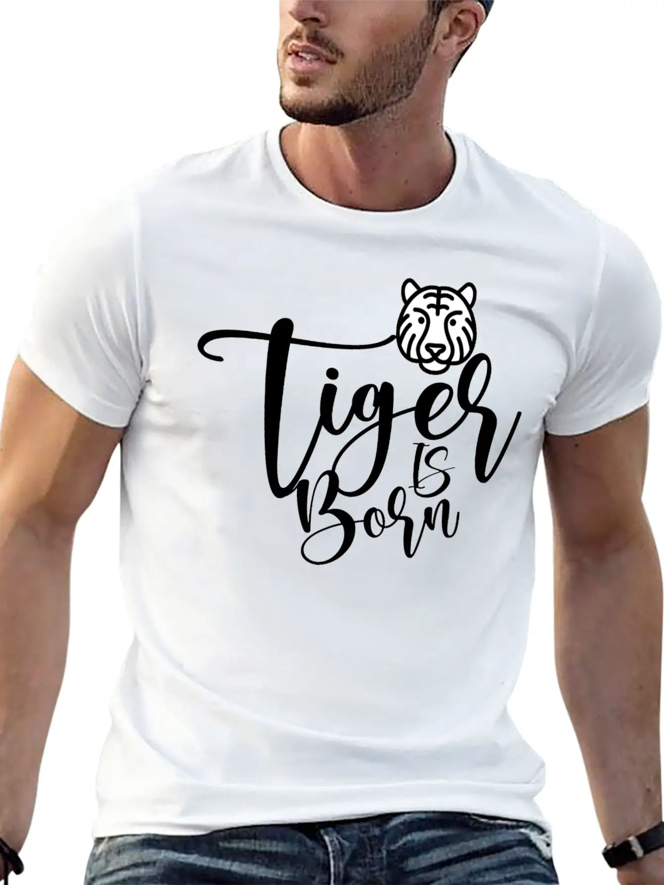 Tiger Illustration With Quote Says A Tiger Is BORN Comfortable Minimalist Graphic Tee – Summer Style Essential