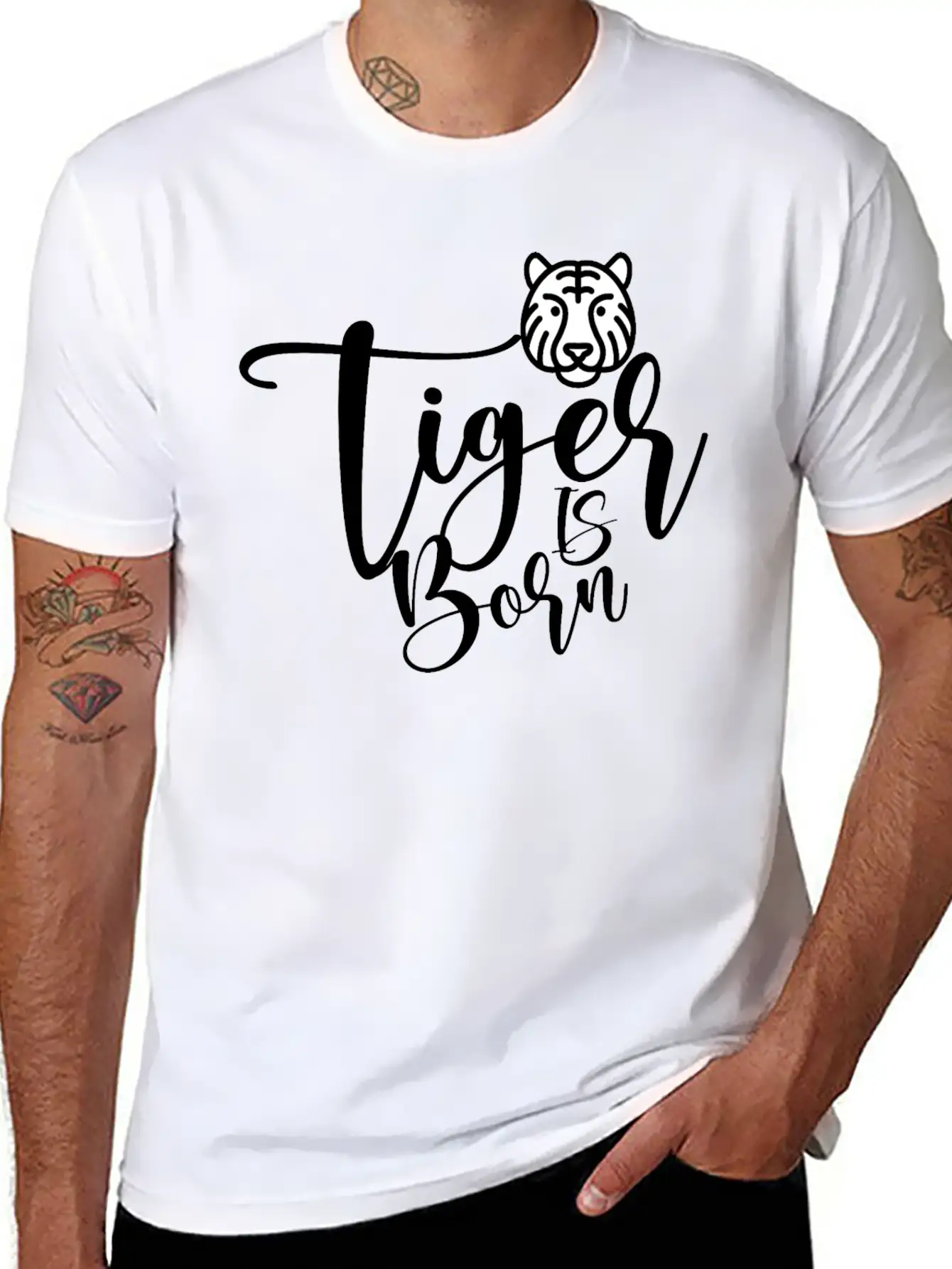 Tiger Illustration With Quote Says A Tiger Is BORN Comfortable Minimalist Graphic Tee – Summer Style Essential