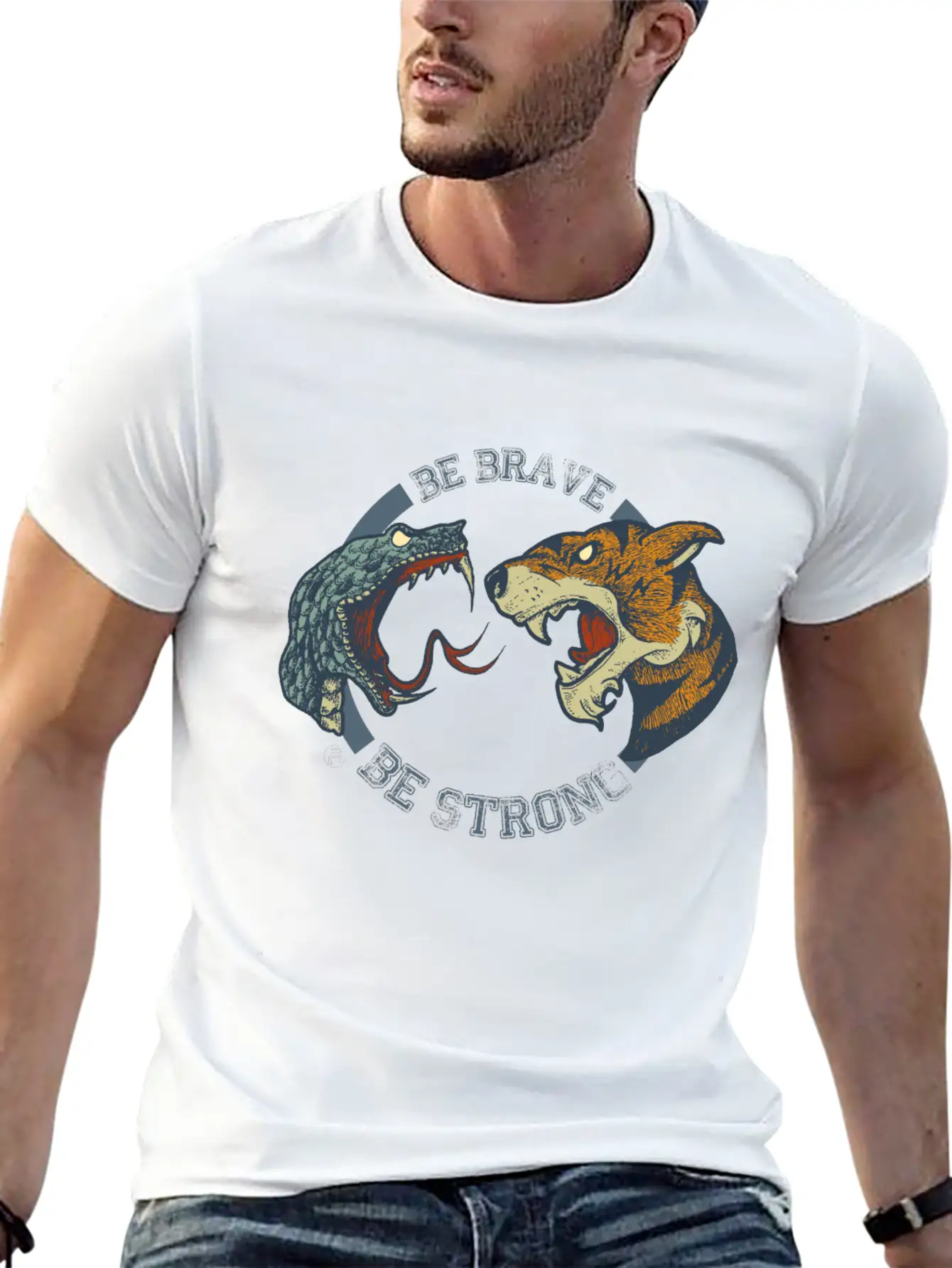 TIGER SNAKE Unisex Short Sleeve Soft Cotton T-Shirt – Casual Everyday Wear