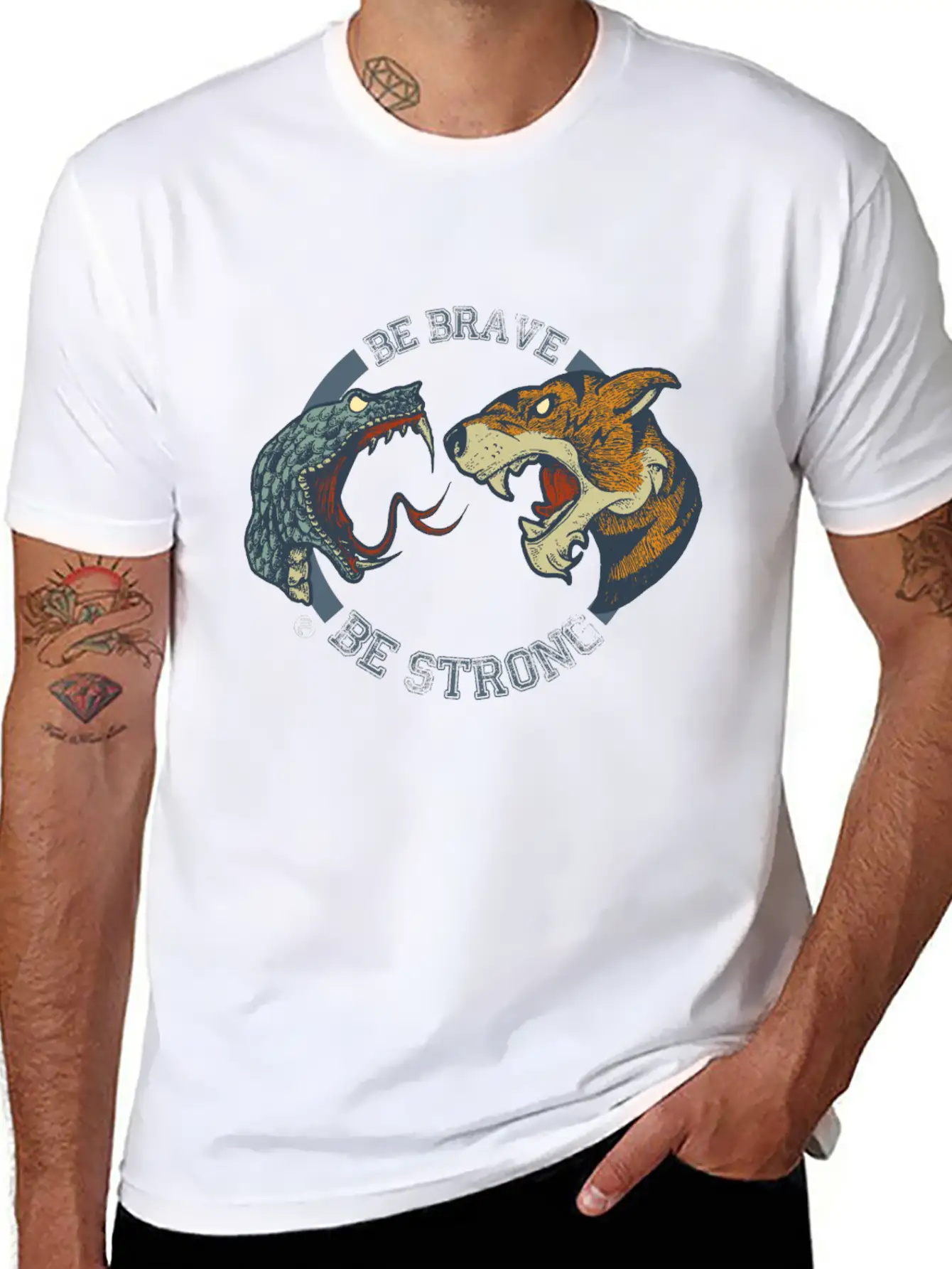 TIGER SNAKE Unisex Short Sleeve Soft Cotton T-Shirt – Casual Everyday Wear