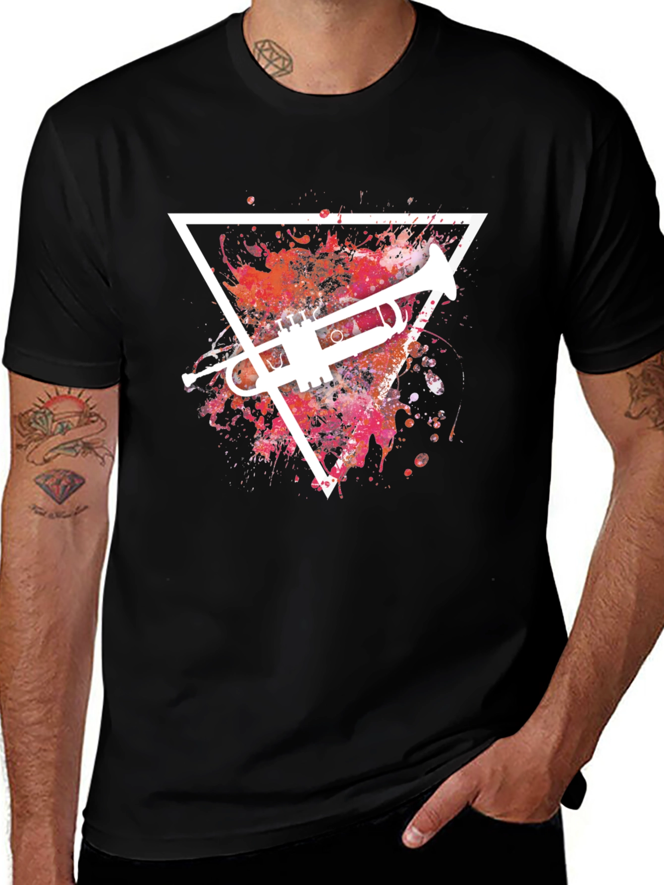 Trumpet Splash Graphic T-Shirt - Cool Music Tee