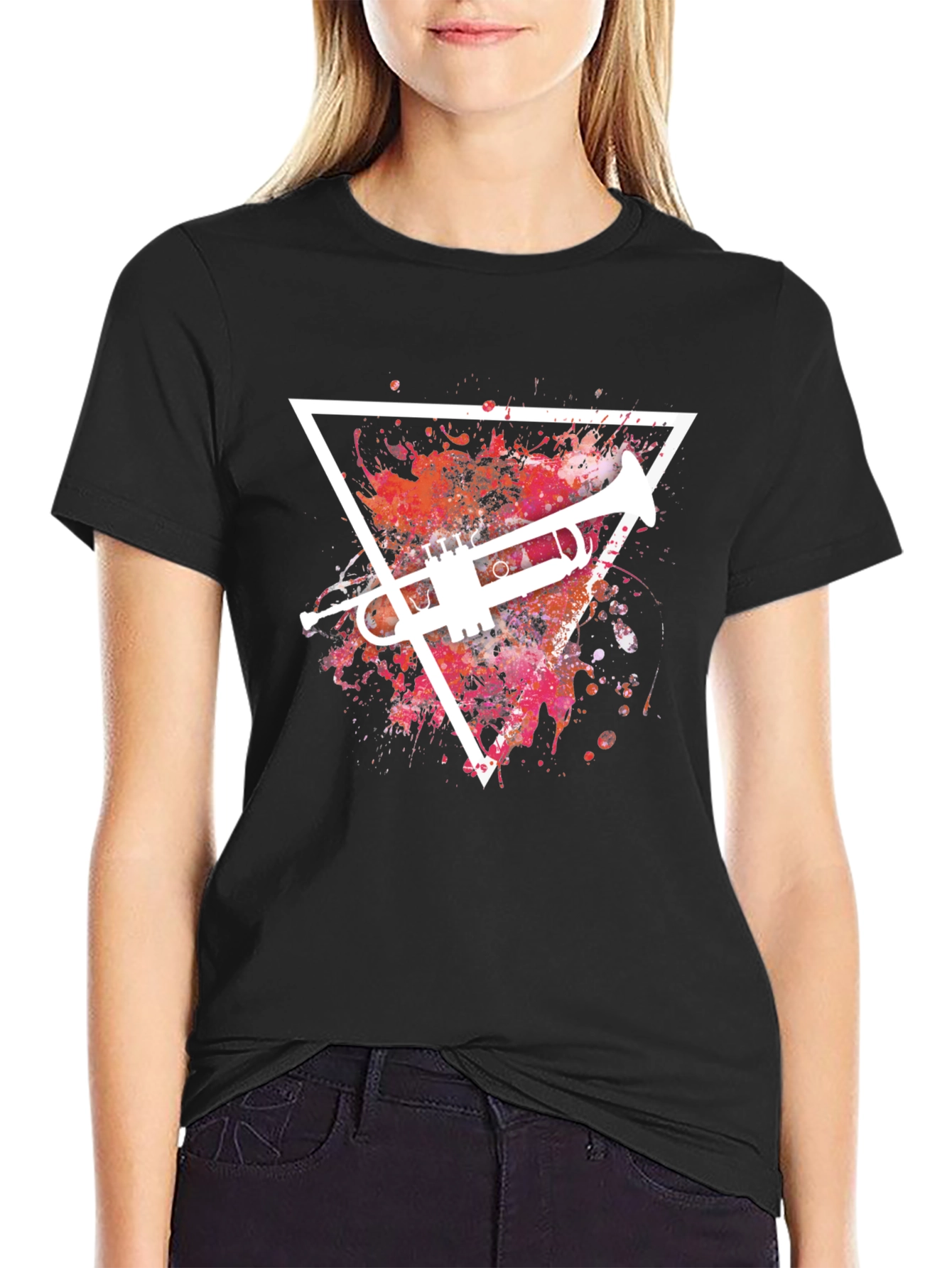 Trumpet Splash Graphic T-Shirt - Cool Music Tee