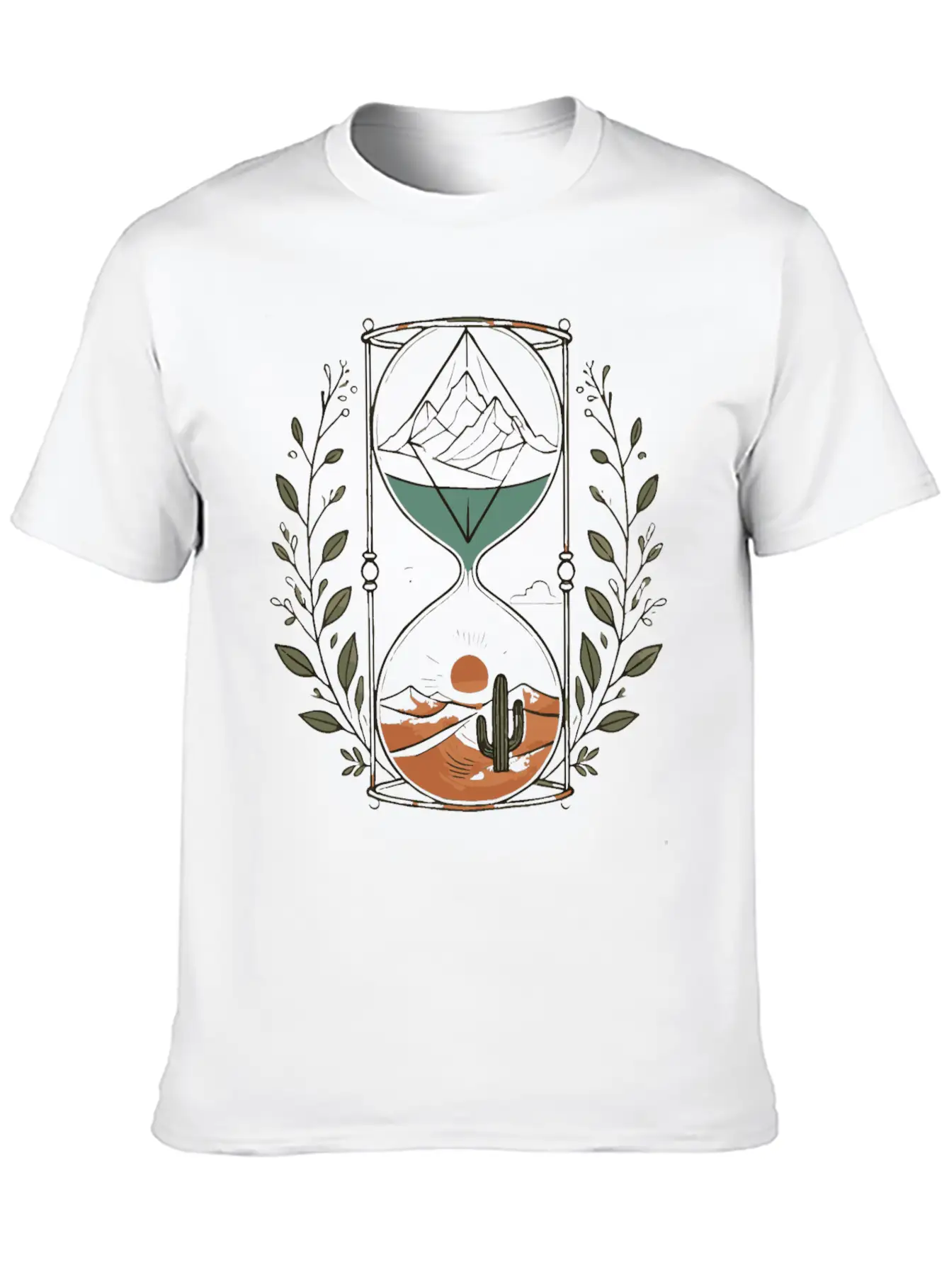 Timeless Landscapes Hourglass Nature Art Comfortable Minimalist Graphic Tee – Summer Style Essential