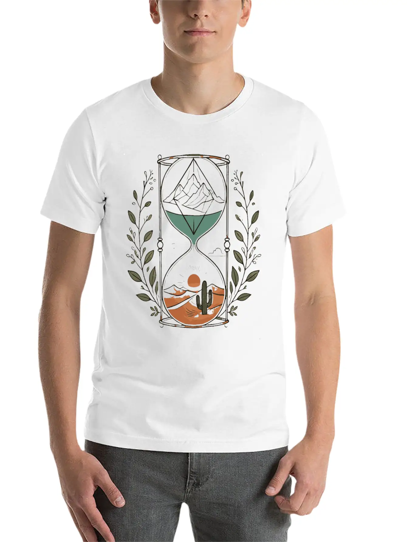 Timeless Landscapes Hourglass Nature Art Comfortable Minimalist Graphic Tee – Summer Style Essential