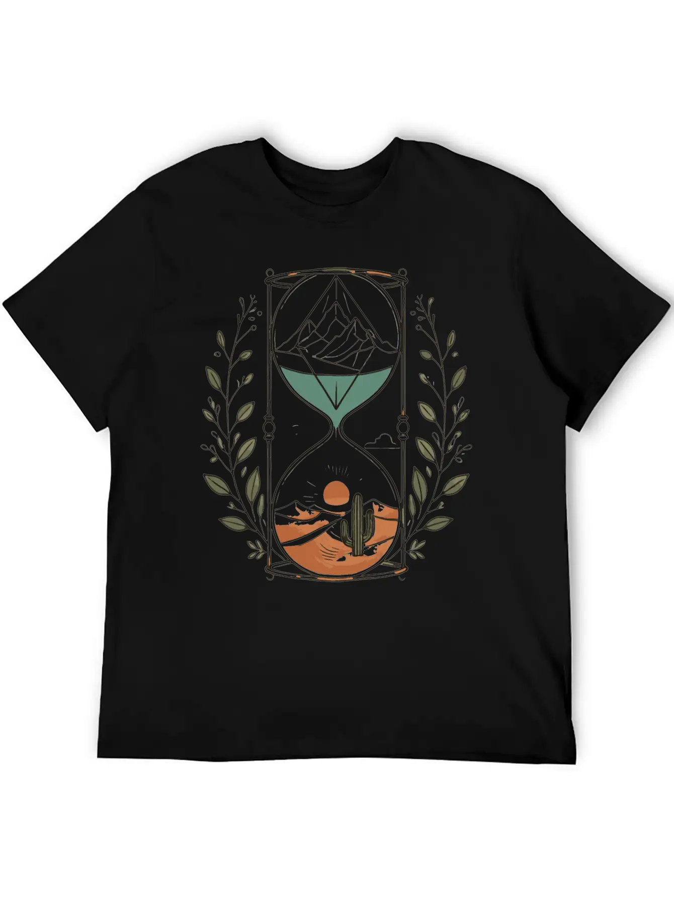 Timeless Landscapes Hourglass Nature Art Comfortable Minimalist Graphic Tee – Summer Style Essential