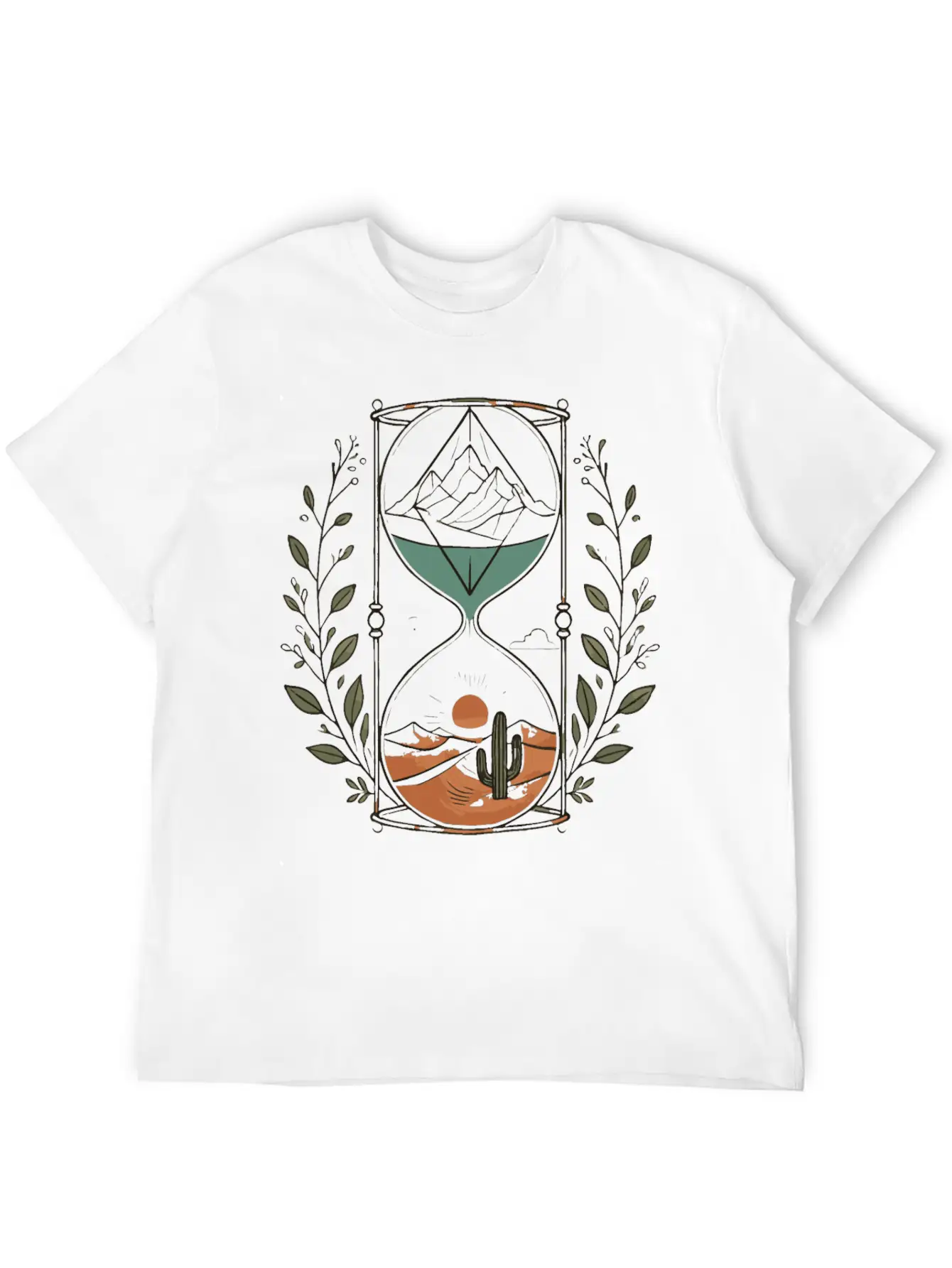 Timeless Landscapes Hourglass Nature Art Comfortable Minimalist Graphic Tee – Summer Style Essential
