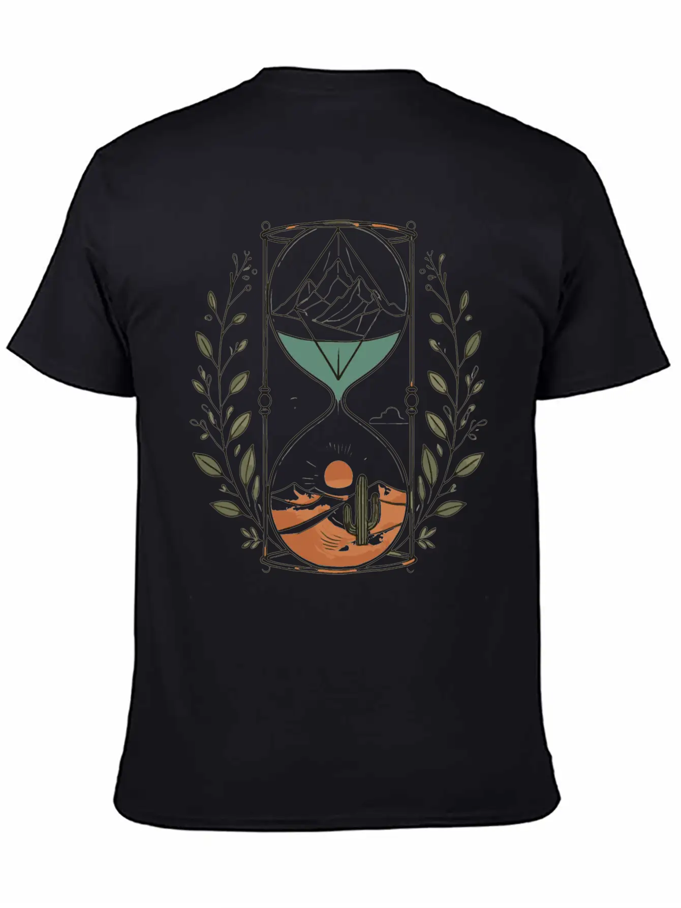 Timeless Landscapes Hourglass Nature Art Comfortable Minimalist Graphic Tee – Summer Style Essential
