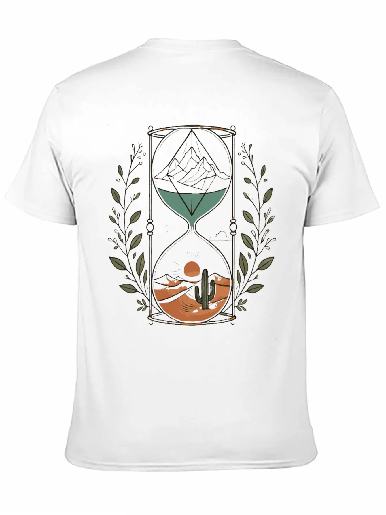 Timeless Landscapes Hourglass Nature Art Comfortable Minimalist Graphic Tee – Summer Style Essential