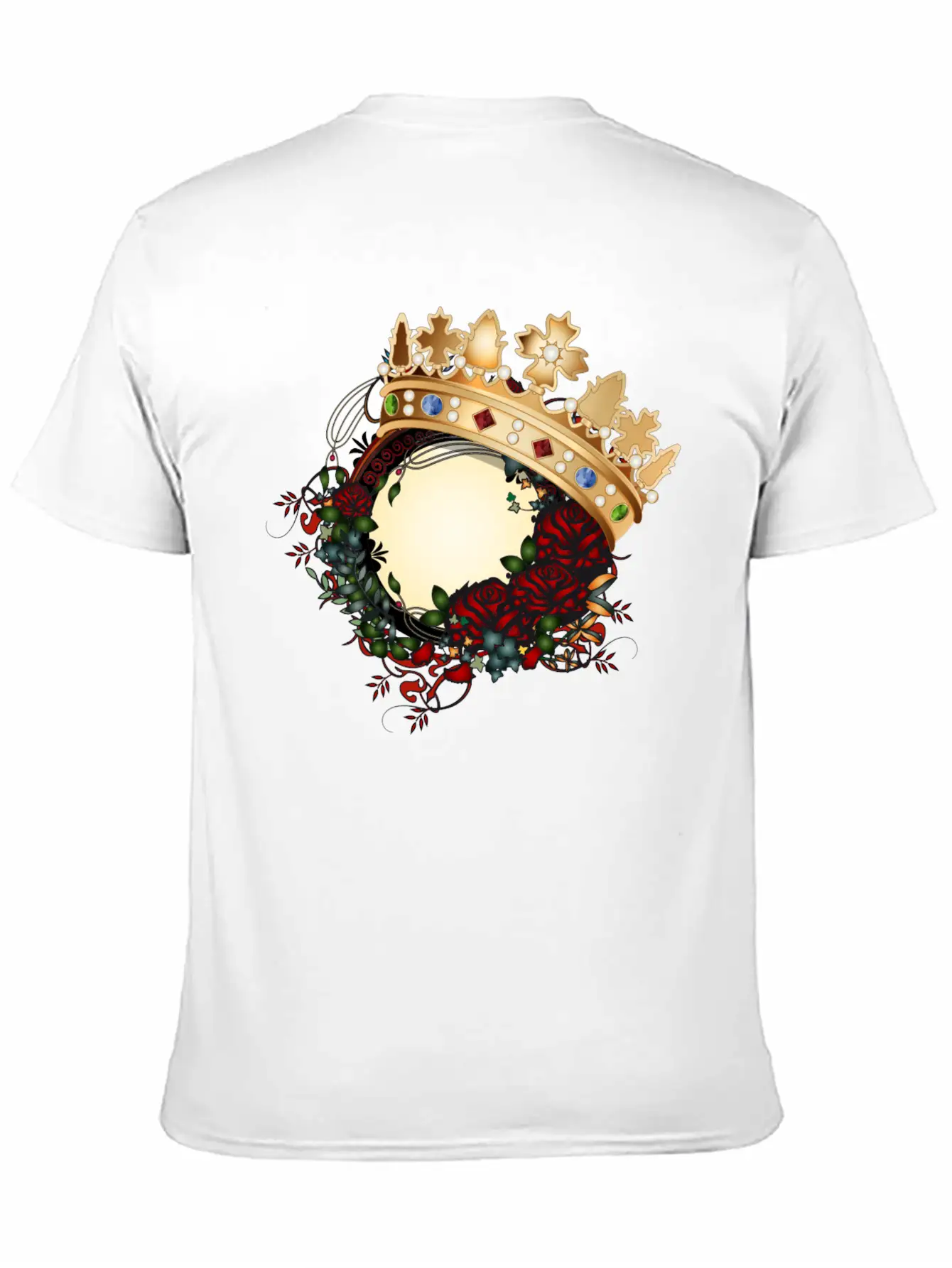 Timeless Rose Art Nouveau Ornament With Crown Unisex Short Sleeve Soft Cotton T-Shirt – Casual Everyday Wear