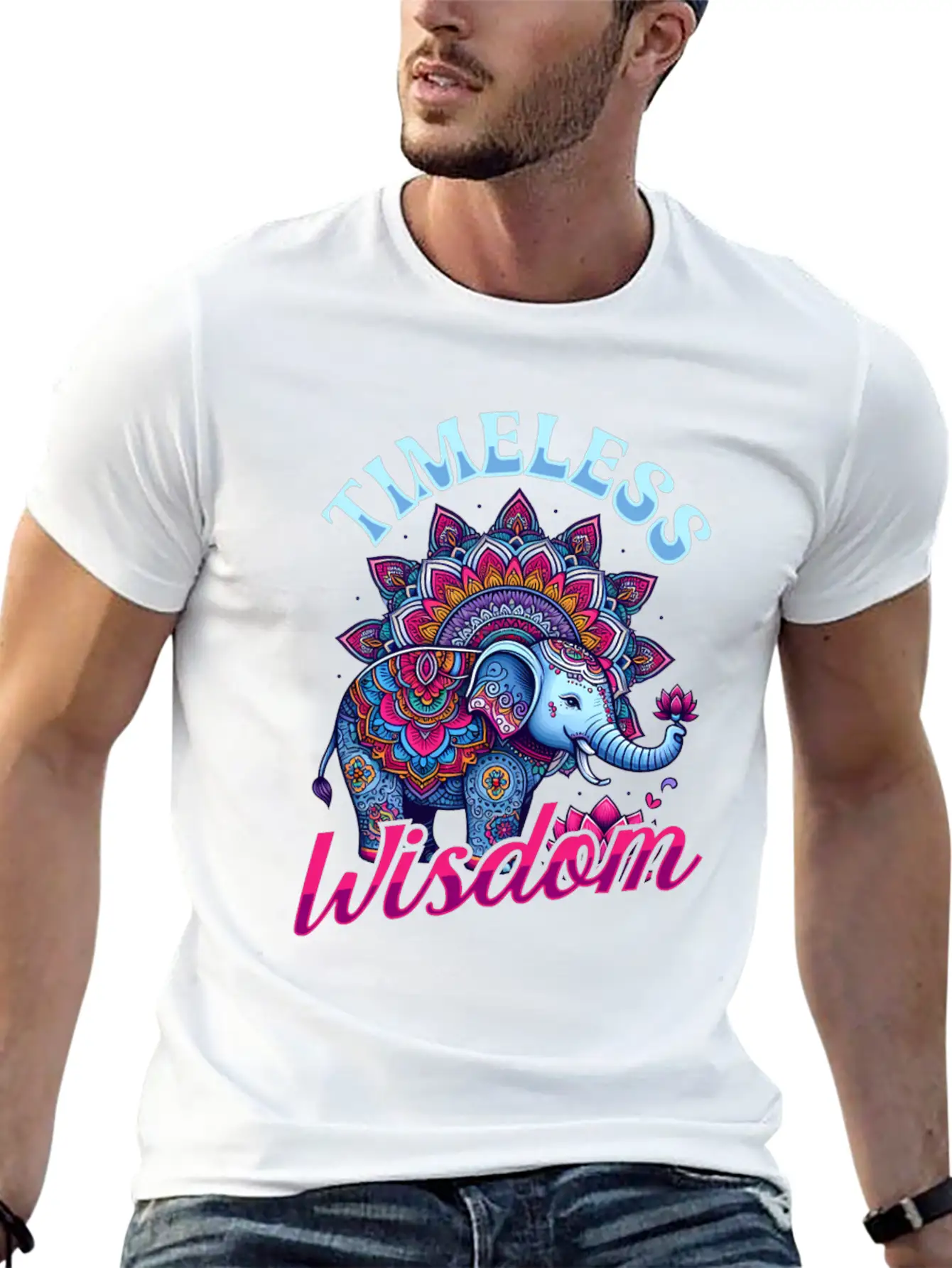 Timeless Wisdom Elephant Mandala Comfortable Minimalist Graphic Tee – Summer Style Essential