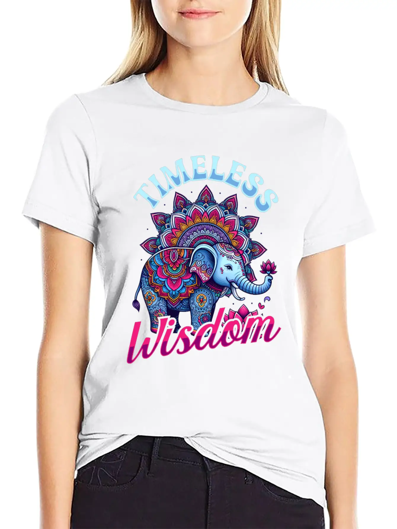 Timeless Wisdom Elephant Mandala Comfortable Minimalist Graphic Tee – Summer Style Essential