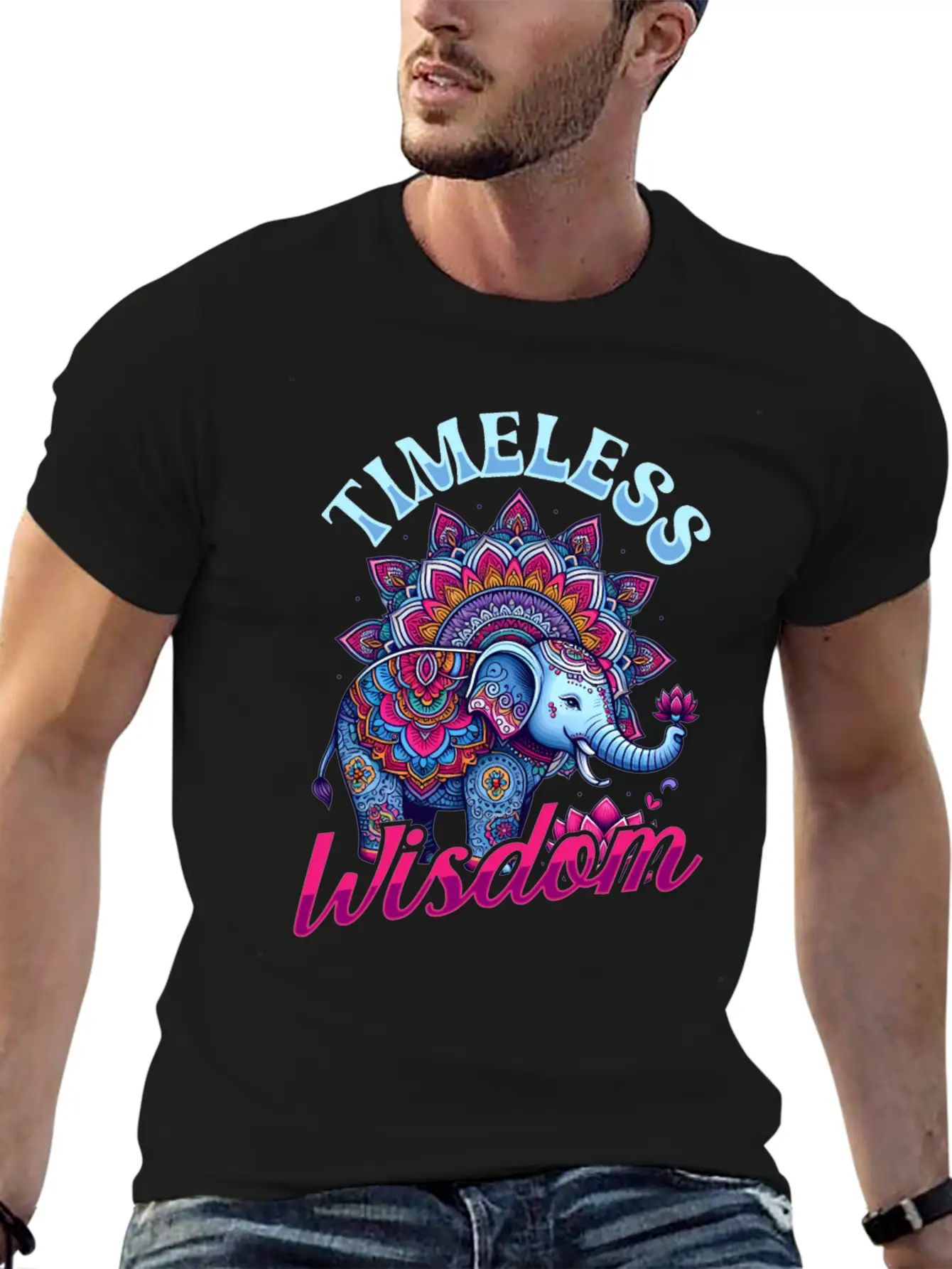 Timeless Wisdom Elephant Mandala Comfortable Minimalist Graphic Tee – Summer Style Essential