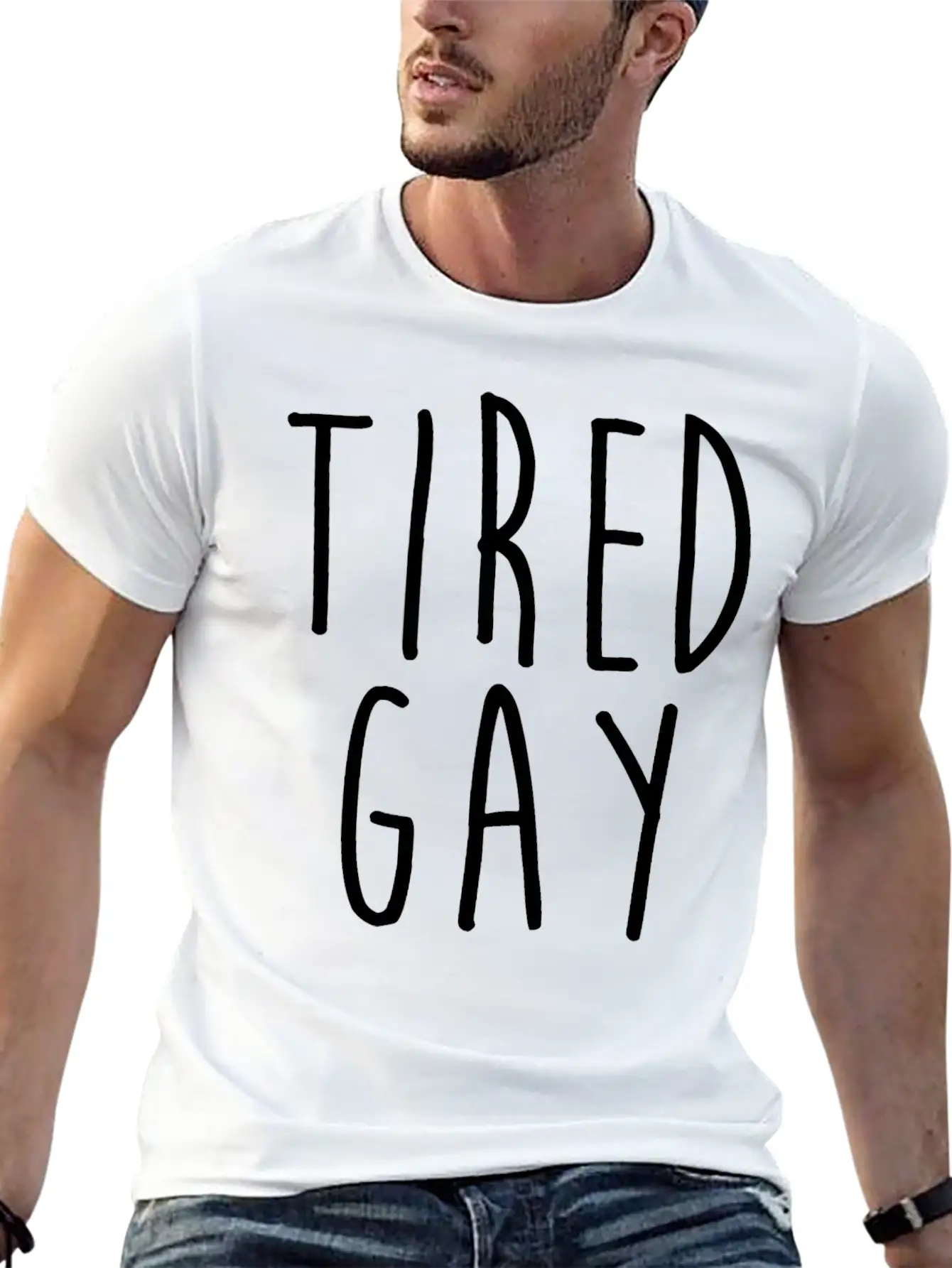 Tired Gay Unisex Short Sleeve Soft Cotton T-Shirt – Casual Everyday Wear
