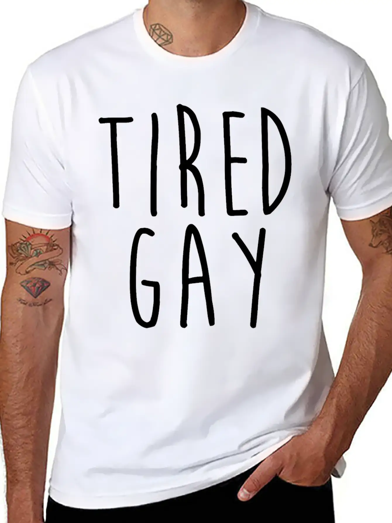 Tired Gay Unisex Short Sleeve Soft Cotton T-Shirt – Casual Everyday Wear
