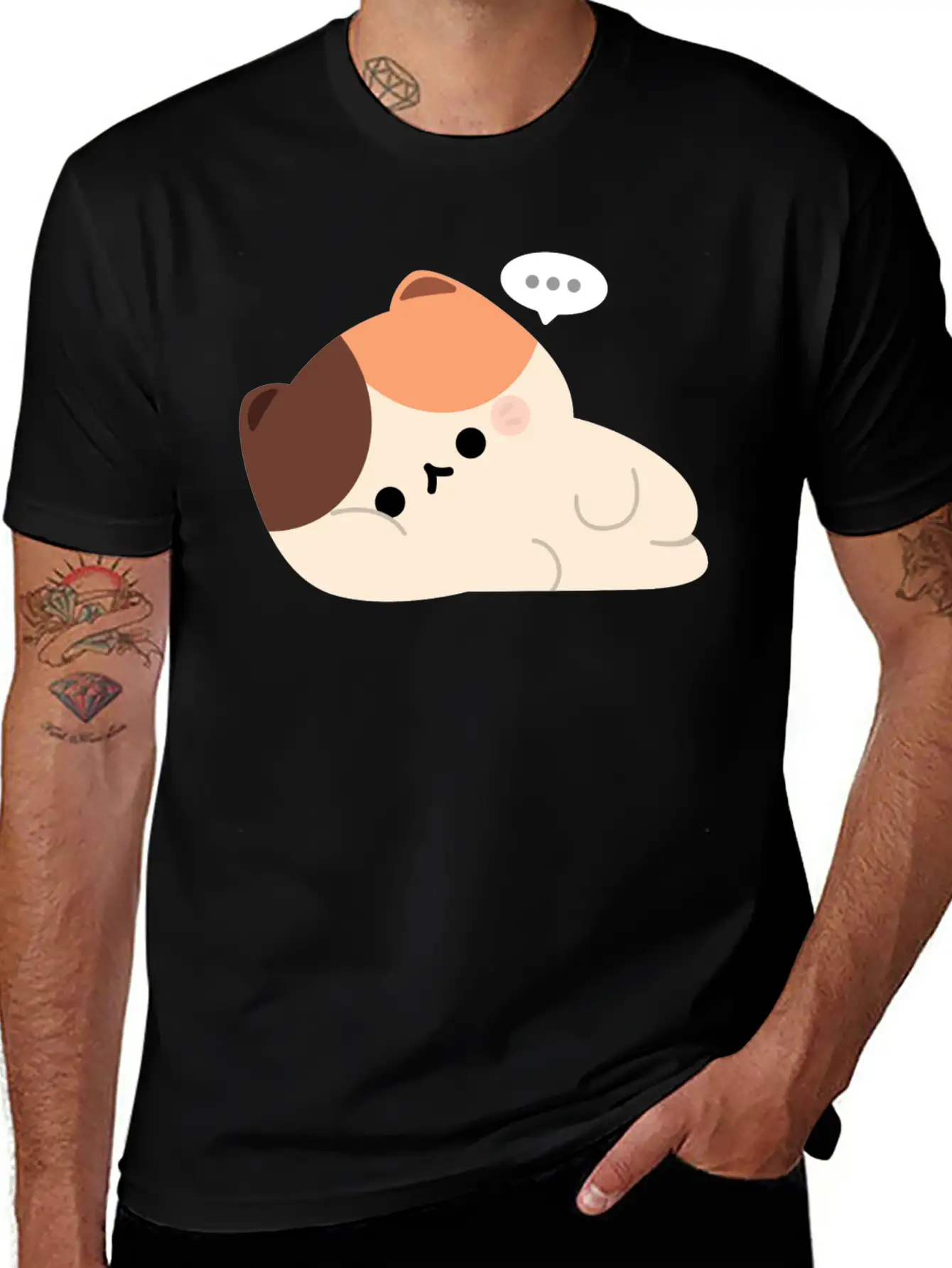 Tired Tortie Cat Stylish Everyday T-Shirt – Unisex Basic Cotton Tee