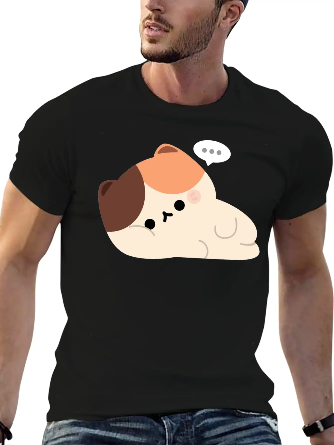 Tired Tortie Cat Stylish Everyday T-Shirt – Unisex Basic Cotton Tee