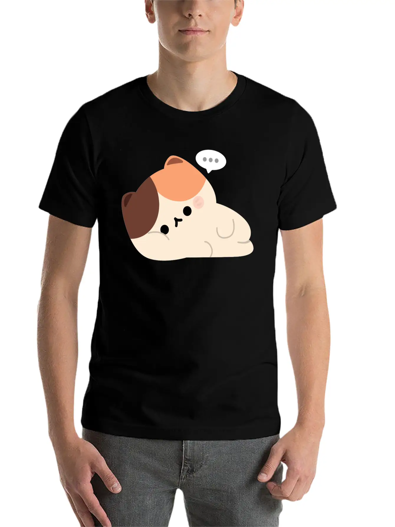 Tired Tortie Cat Stylish Everyday T-Shirt – Unisex Basic Cotton Tee