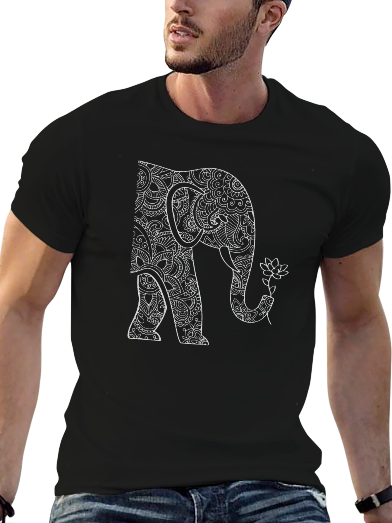 Elephant Mandala Graphic T-Shirt - Unique Art Design