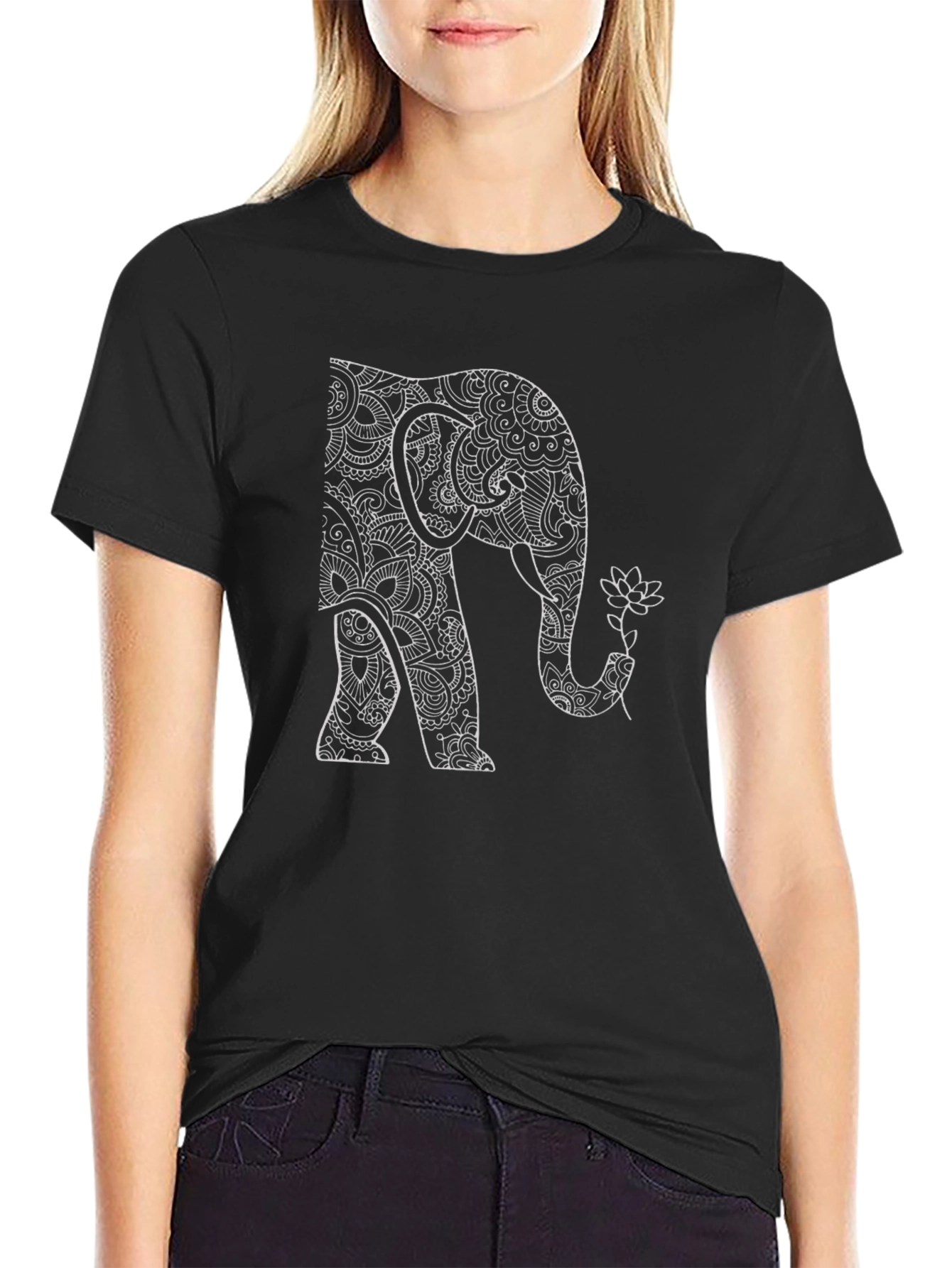 Elephant Mandala Graphic T-Shirt - Unique Art Design