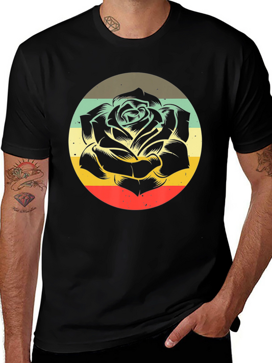 Retro Rose Graphic T-Shirt - Vintage Floral Design