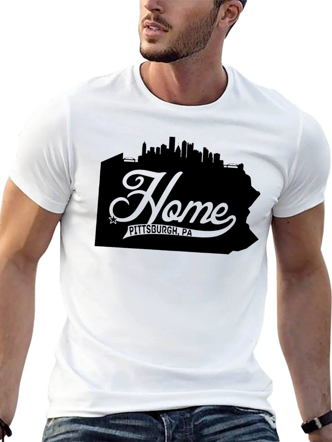 Pittsburgh PA Home Silhouette Graphic T-Shirt